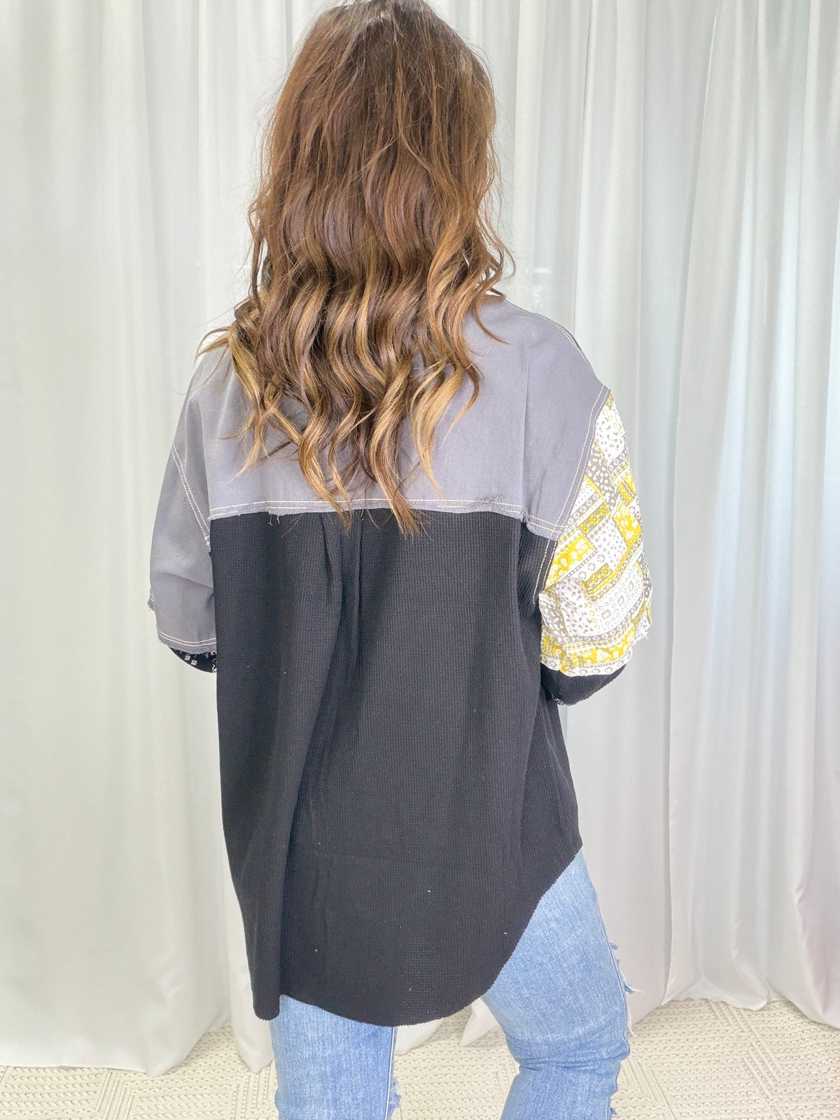 POL Sassy Look Oversized Patch Work Top In 6 Colors *Final Sale*