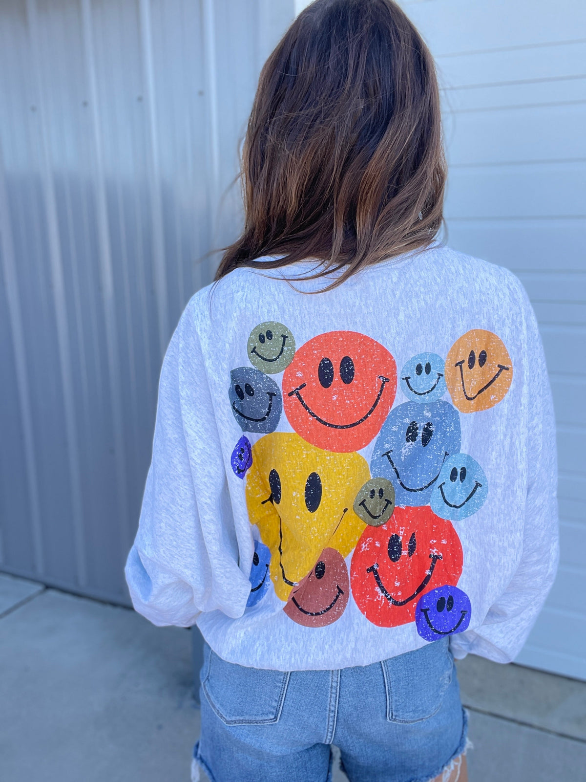 Charming Smile Relaxed Terry Pullover In 3 Colors: Pink, Grey, Blue *Final Sale*