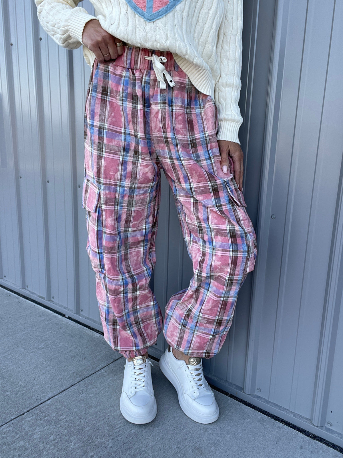 POL Stay True Plaid Print Cotton Jogger Pants In 2 Colors