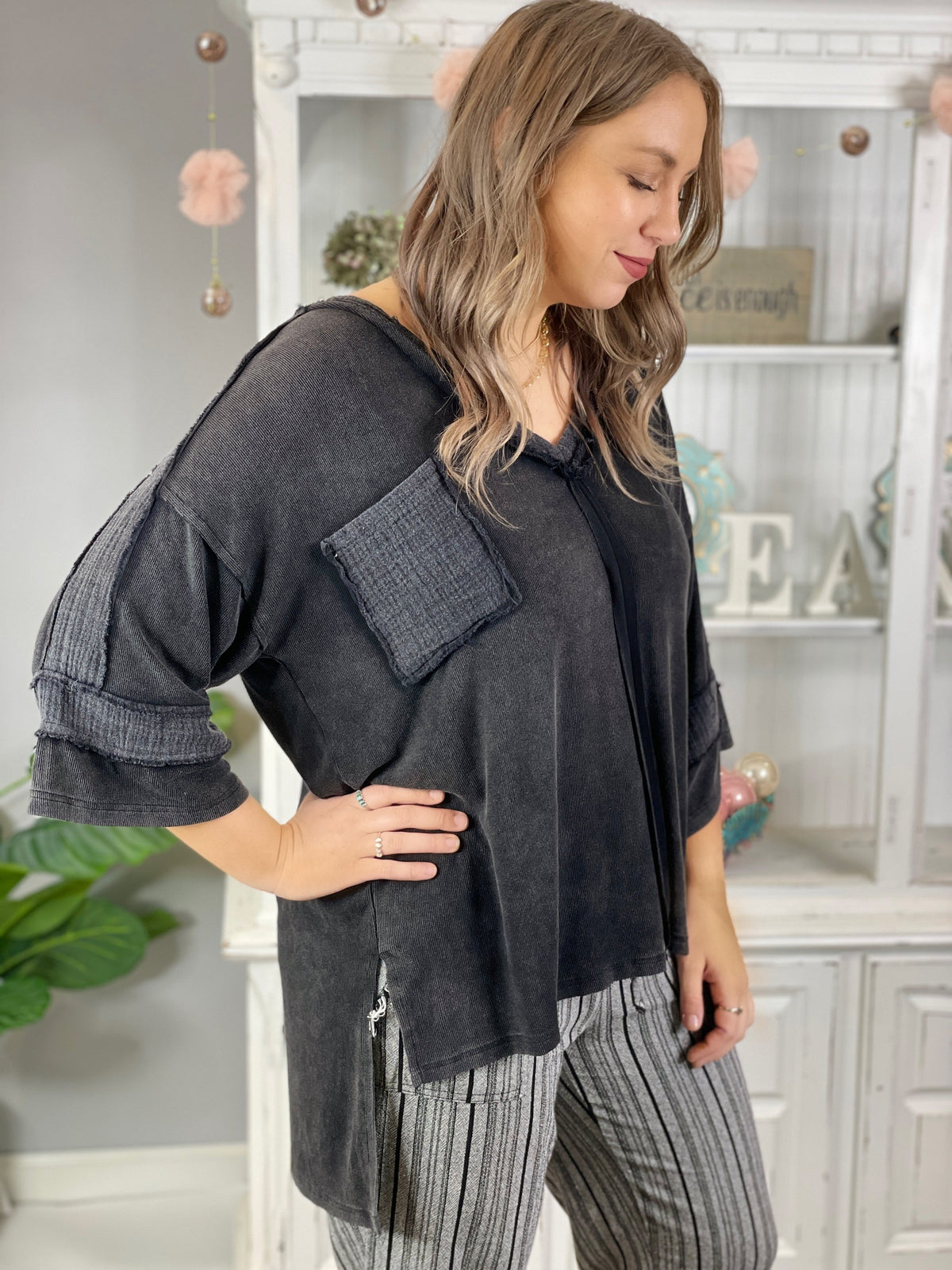 Pol Casual Chic Oversized Top In Ivory, Teal, Cherry *Final Sale*