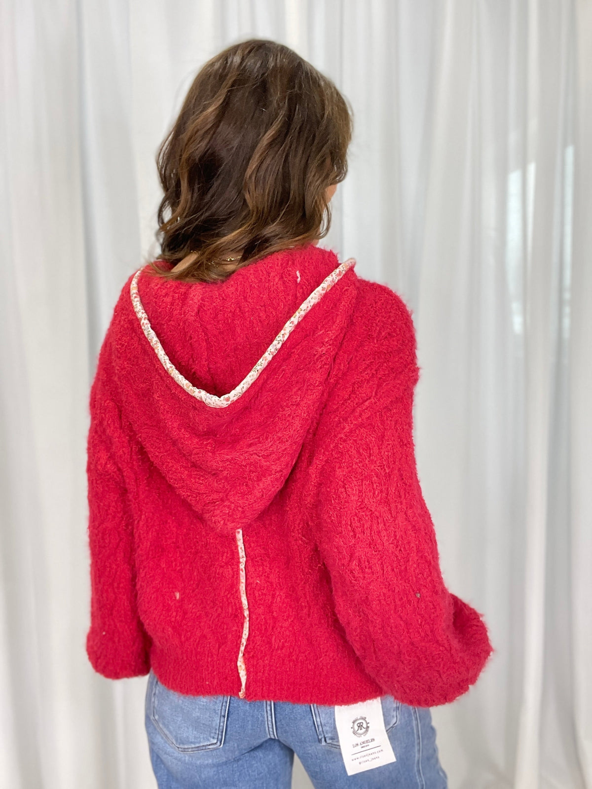 POL Fuzzy Blossom V-Neck Hoodie *Final Sale*