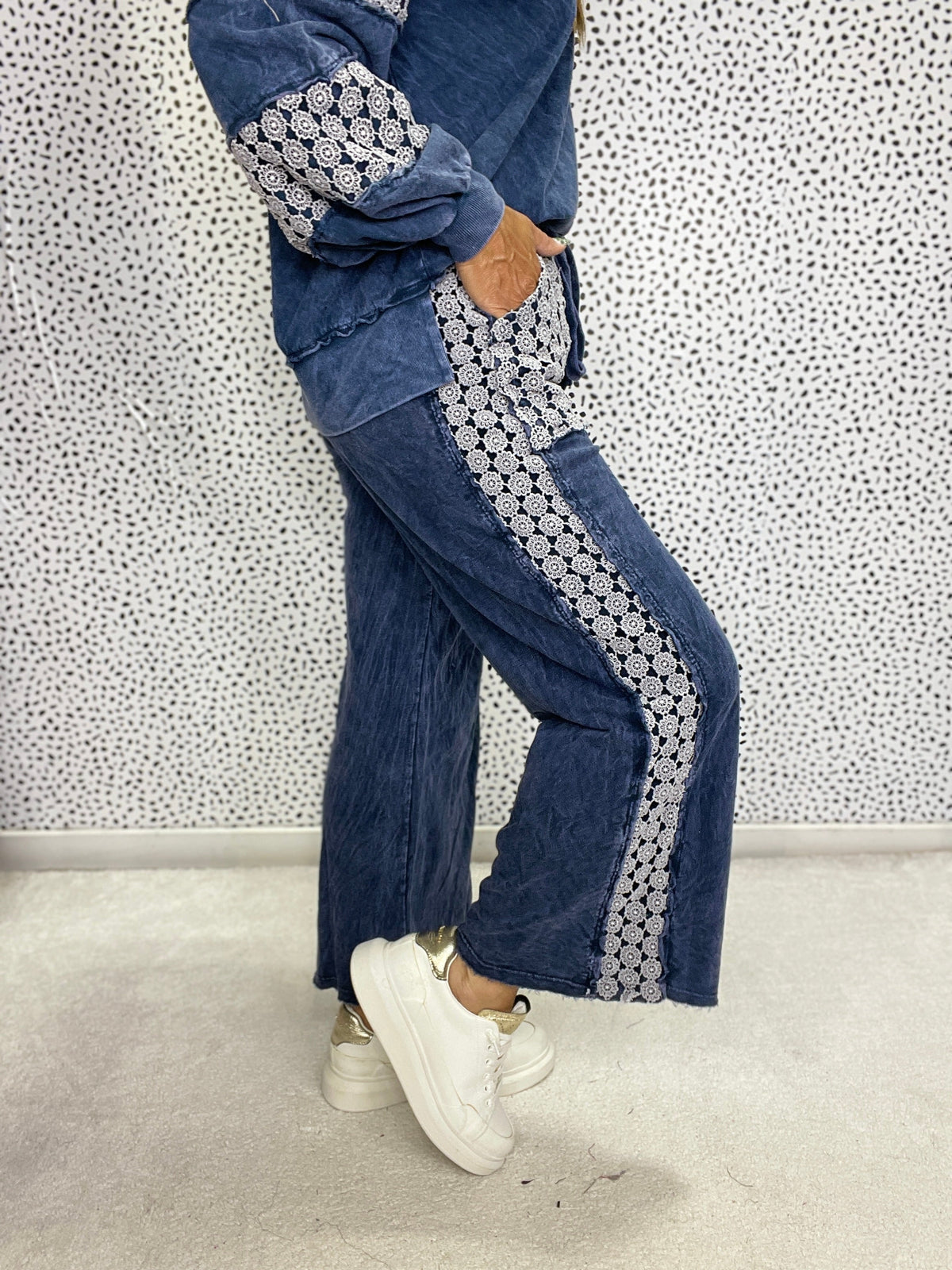 Mineral Wash Floral Daisy Trim Pants In 6 Colors