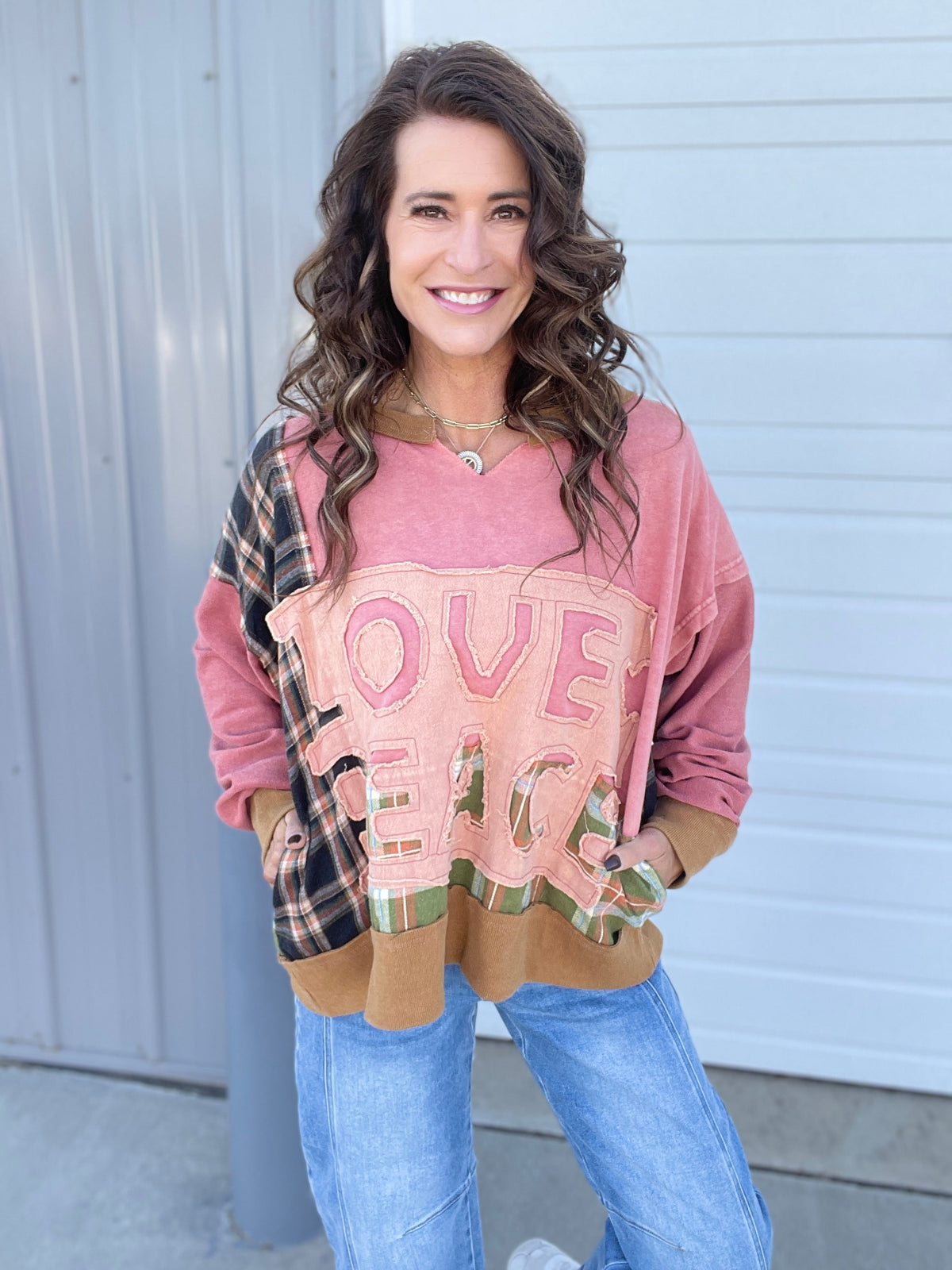 Oli & Hali Heart And Harmony Long Sleeve Terry Knit Pullover Top In 2 Colors *Final Sale*