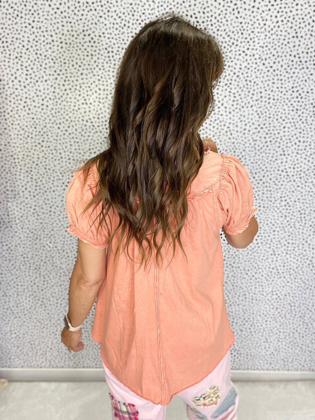 Ruffle Mineral Wash Top In 2 Colors