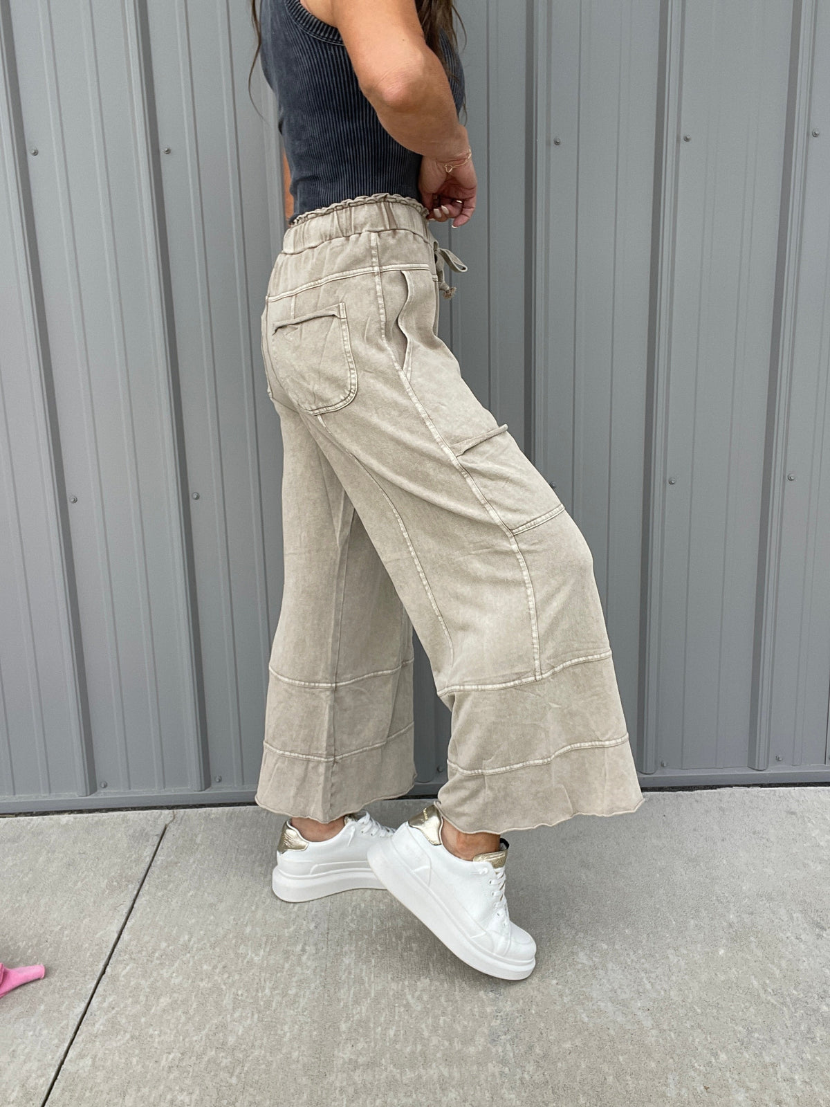 Get Going Mineral Washed Knit Crop Pants In 11 Colors *Final Sale*
