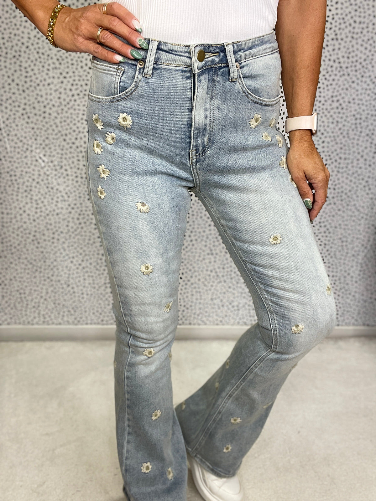 Oli & Hali Daisy Daze Flare Jeans In Light