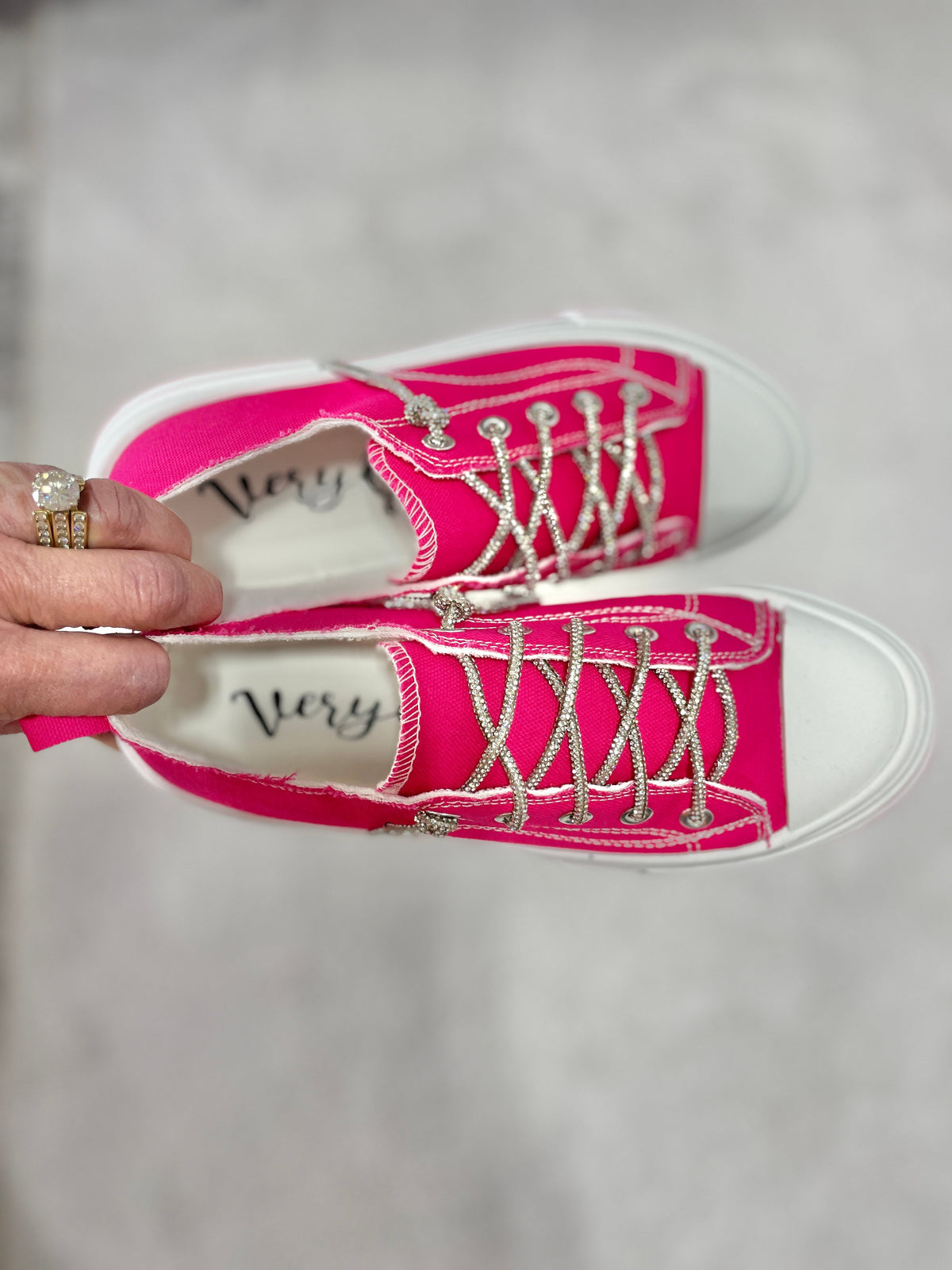 Aman Days Ahead Bling Lace Sneakers In Bright Pink *Final Sale*