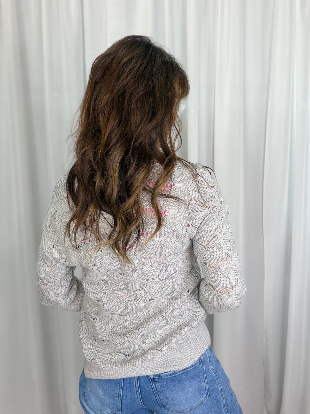 Scallop Up Cardigan in Grey *Final Sale*