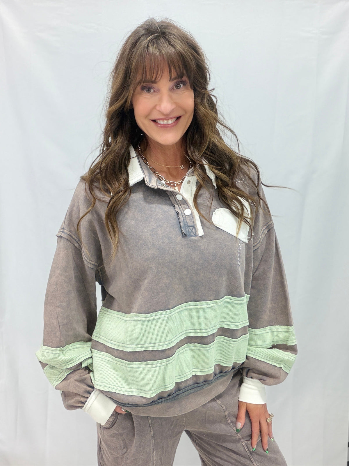 Oli & Hali All Hearts Rugby Long Sleeve Top In 2 Colors