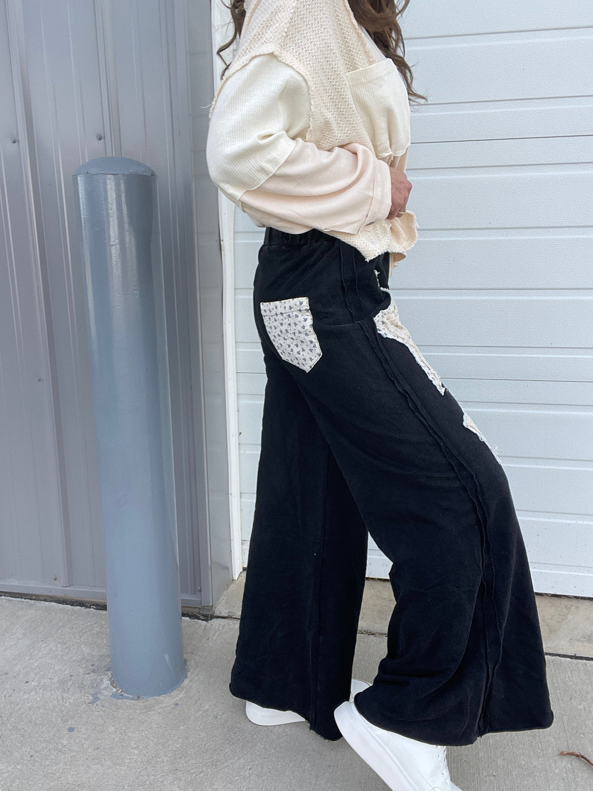 POL Star Light Star Bright Wide Leg Star Patch Pants In 2 Colors *Final Sale*