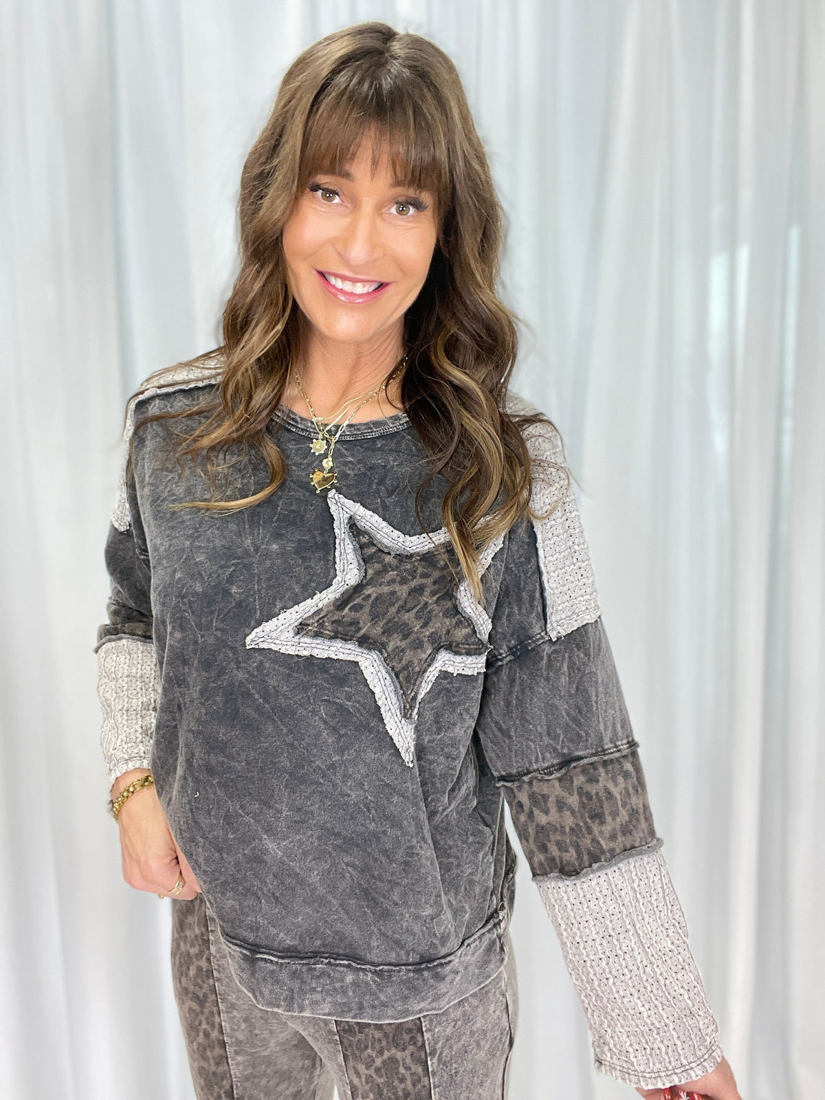 Take A Stand Star Patched Top In 2 Colors
