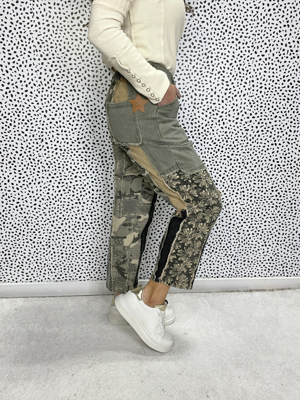 Oli & Hali It's Your Thing Washed Patchwork Twill Bottoms In 2 Colors *Final Sale*