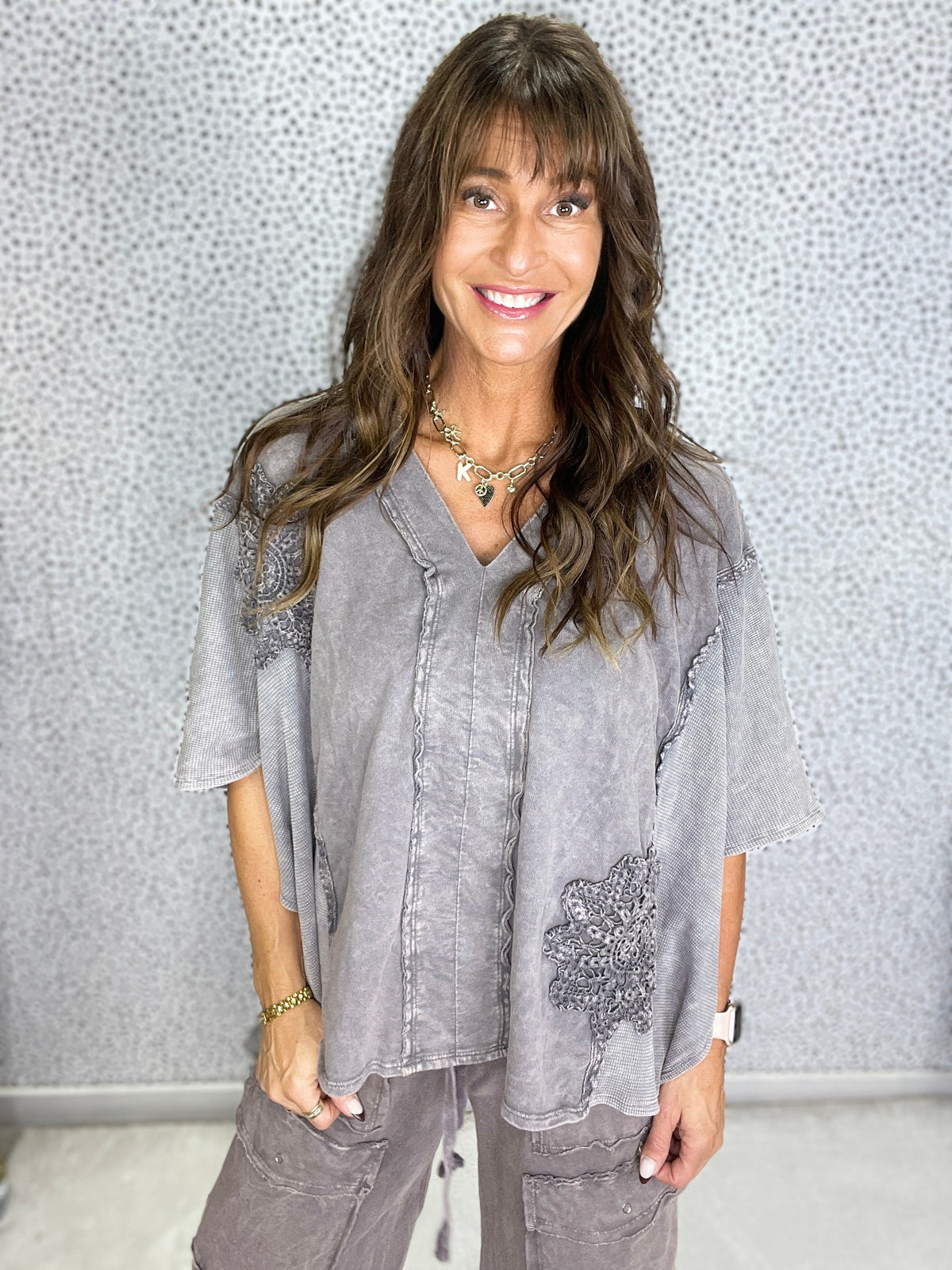 Pick A Date Mineral Washed Boho V-Neck Top In 5 Colors