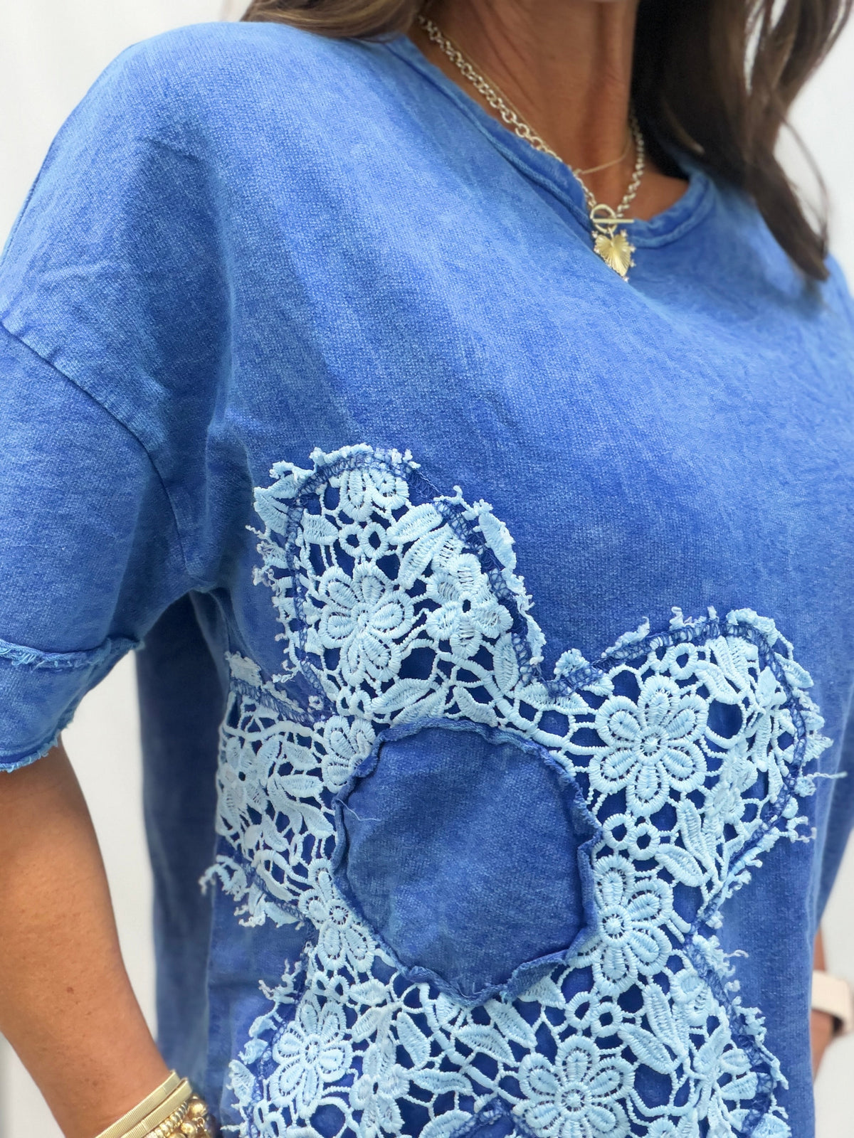 Floral Fun Crochet Patch Top In 4 Colors