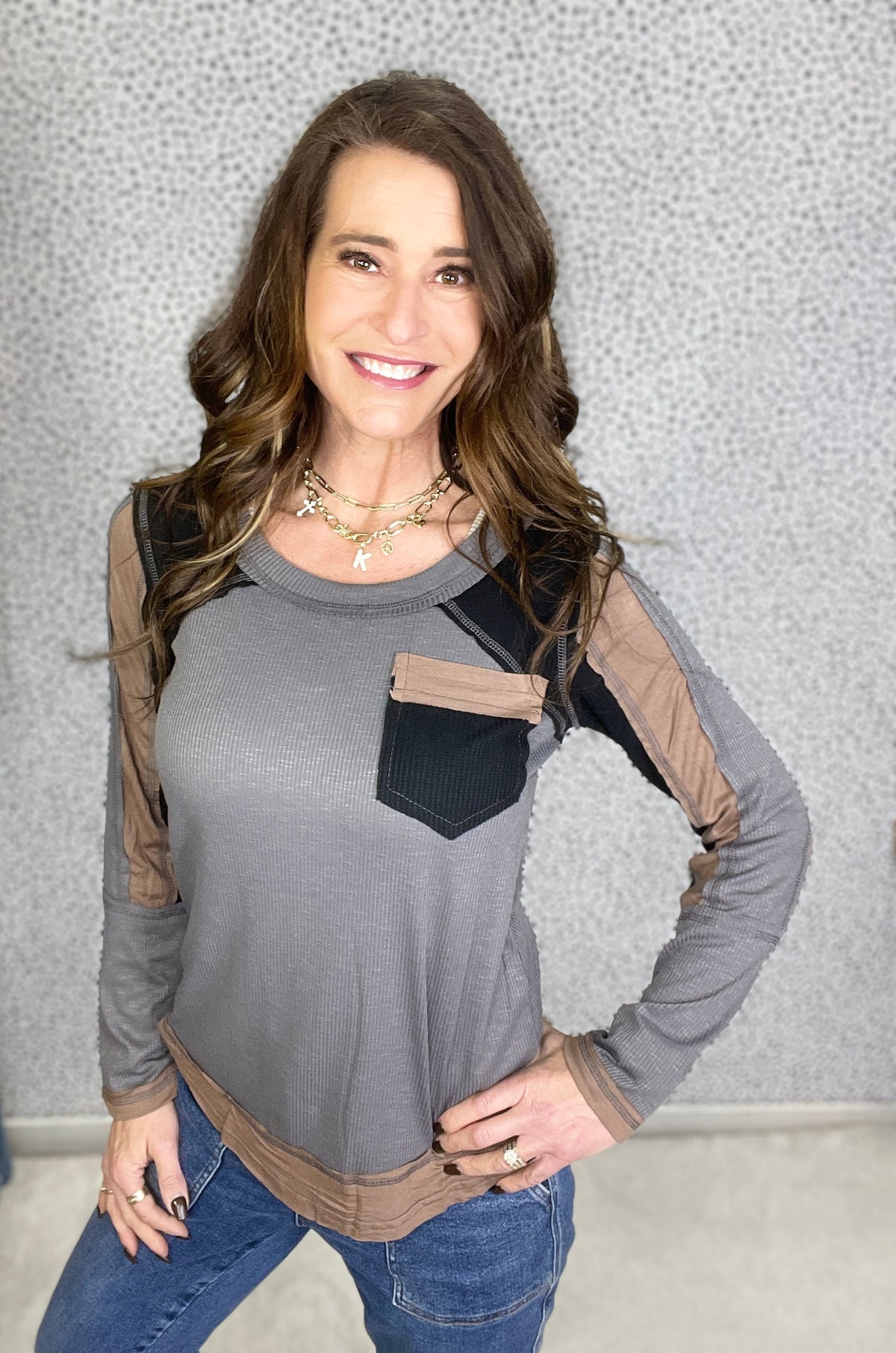 POL New Game Thermal Mix Long Sleeve Top In 4 Colors
