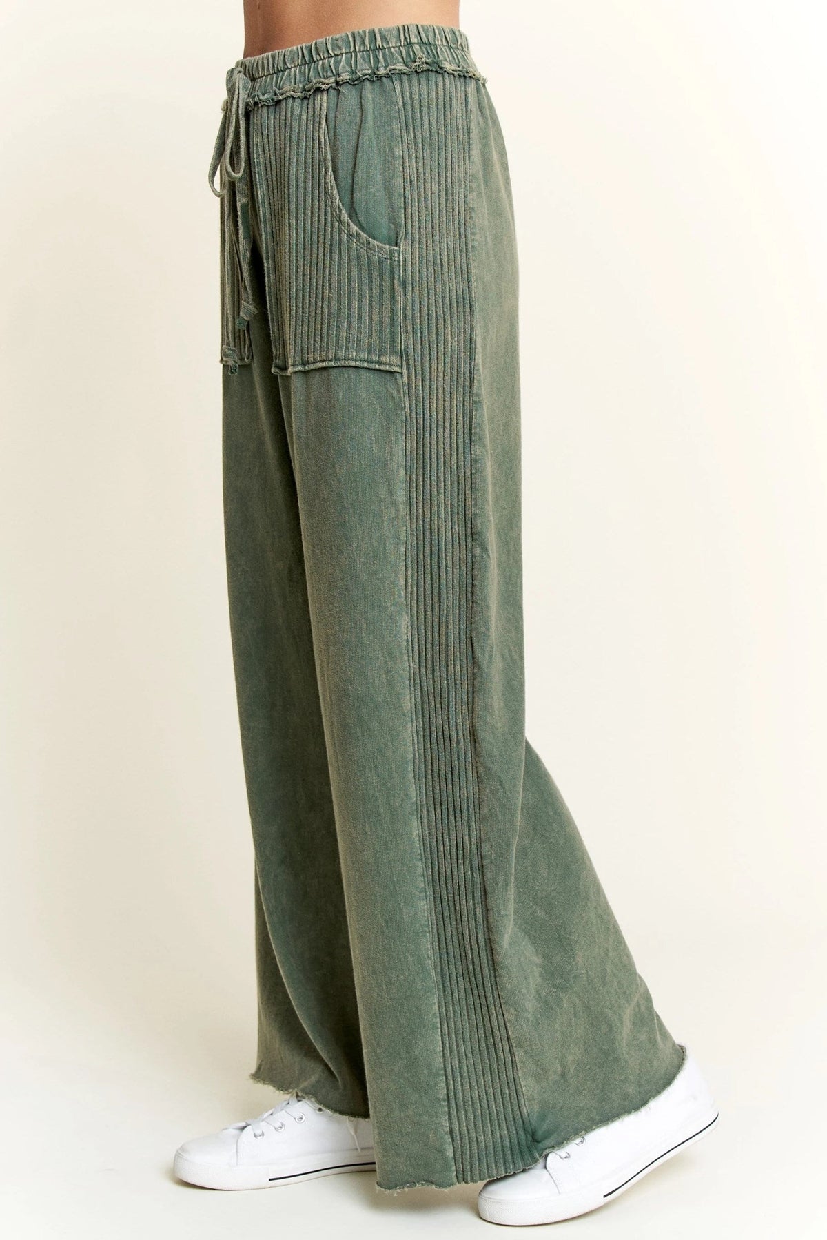 Lucky Lady Ribbed Accent Easy Mineral Wash Pants in 5 Colors