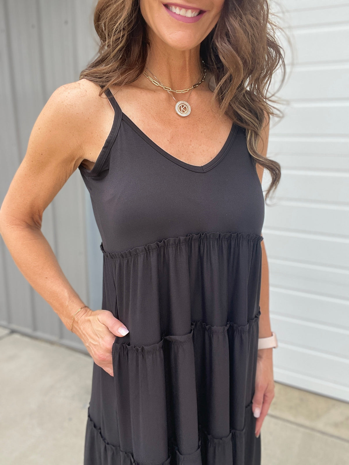 She's Got The Look Tiered Cami V Neck Adjustable Strap Maxi Dress In 4 Colors *Final Sale*