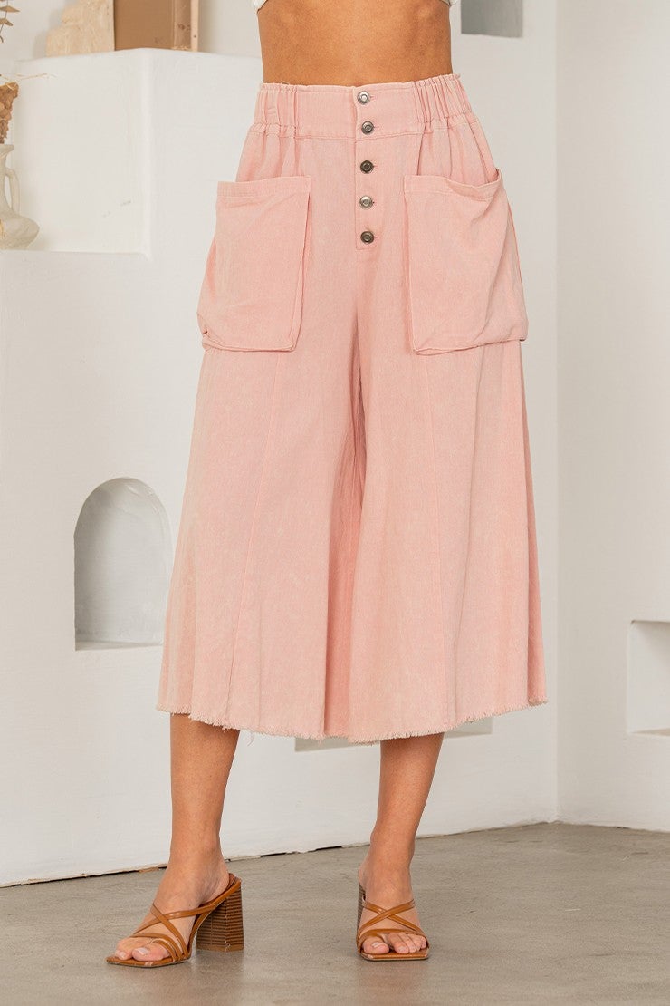 High Rise Wide Leg Pants With Oversized Pockets In 3 Colors *Final Sale*