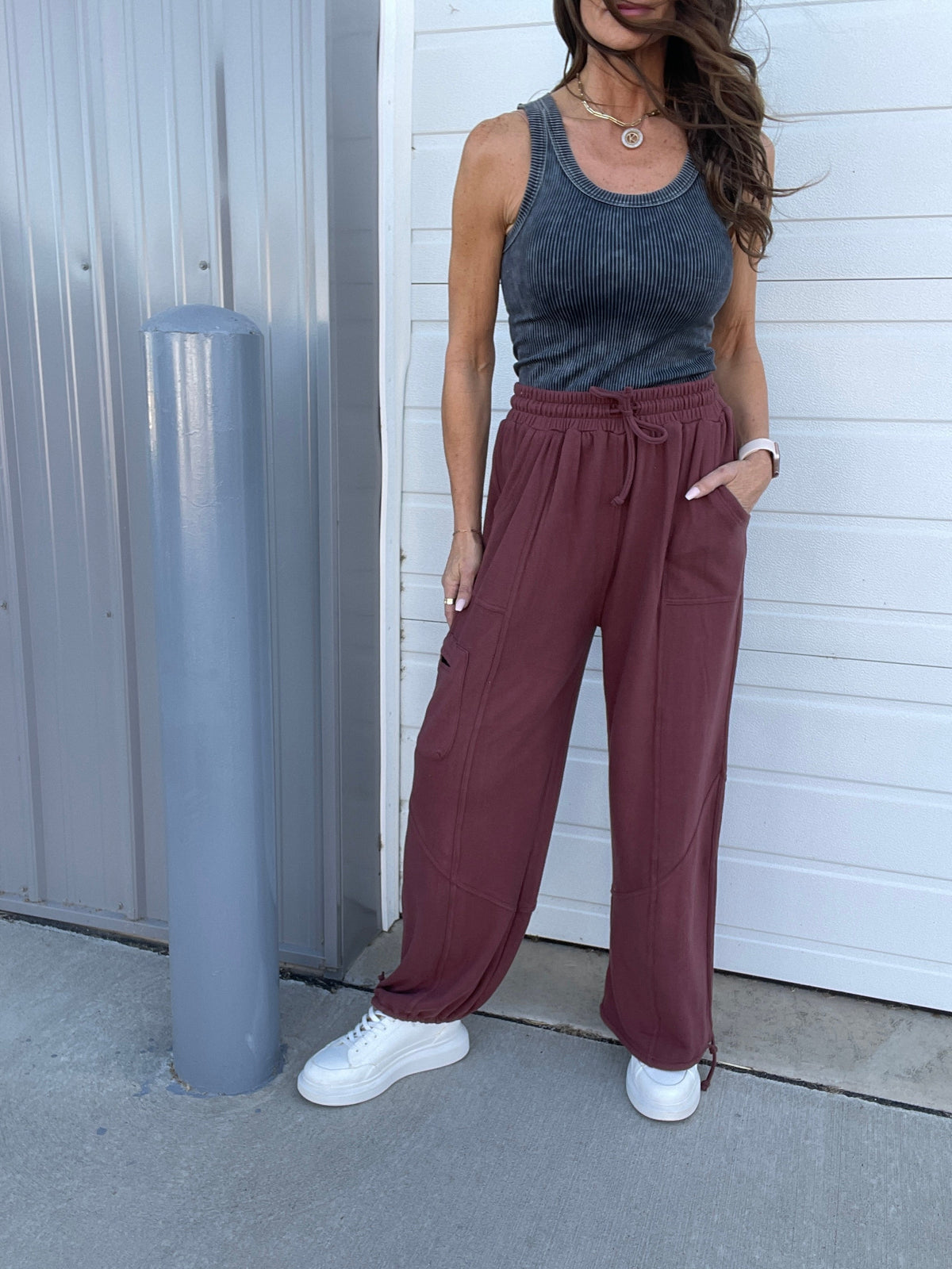 Everytime Brushed Hacci Pants In 3 Colors: Charcoal, Cinnamon, Teal *Final Sale*