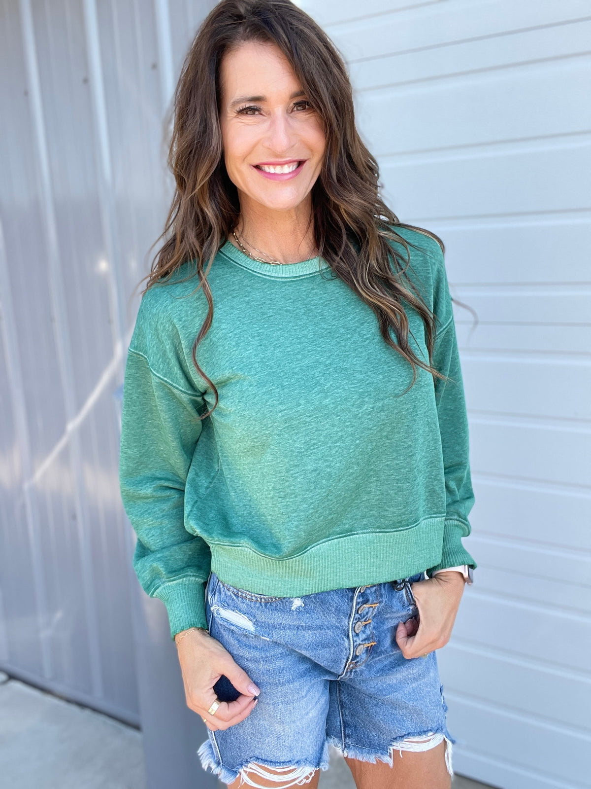 Summers End Soft And Cozy Lightweight Crewneck Top In 6 Colors: Rose, Blue, Chocolate, Black, Green Hot Pink, Mocha