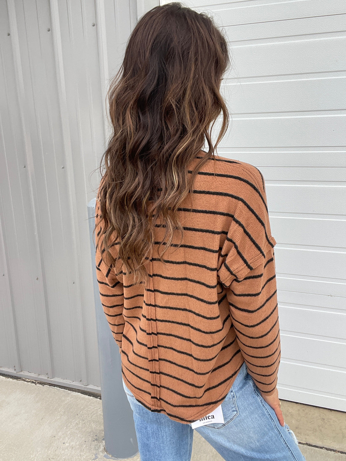Coming True Long Sleeve Striped Top In Brown *Final Sale*