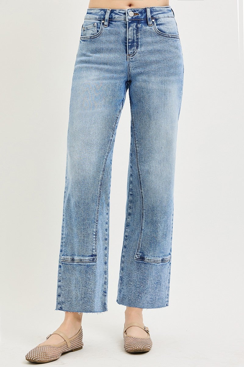 Risen Mid Rise Ankle Straight Seamed Jeans 590 In Medium