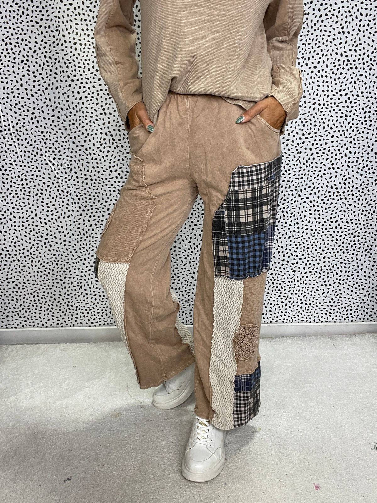Tell You All Patched Doily Pants In 2 Colors