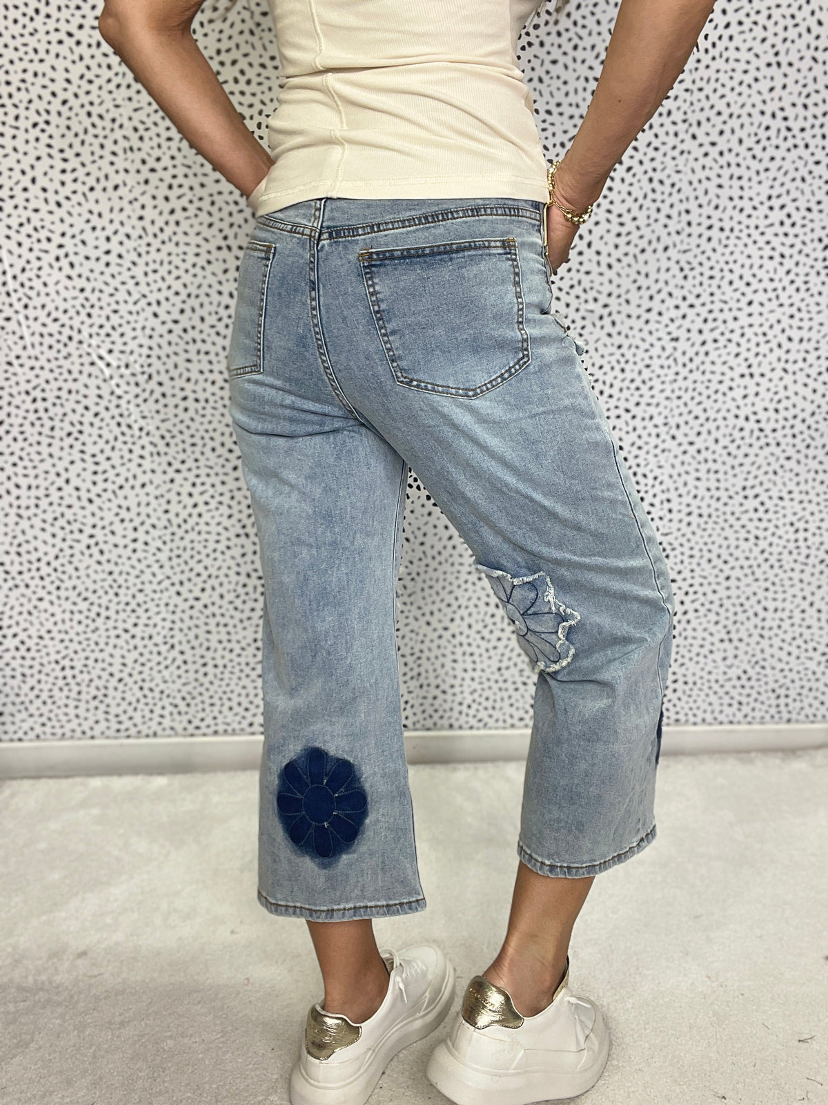 Petal Power Flower Patch Jeans In Denim *Final Sale*