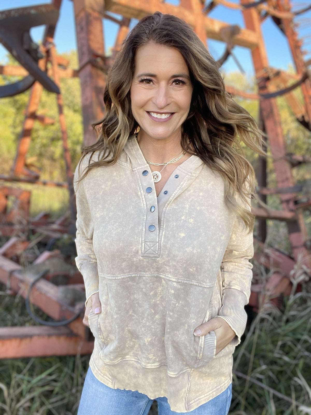 Casual Occasions Acid Wash Kangaroo Pocket Hoodie In 4 Colors *Final Sale*