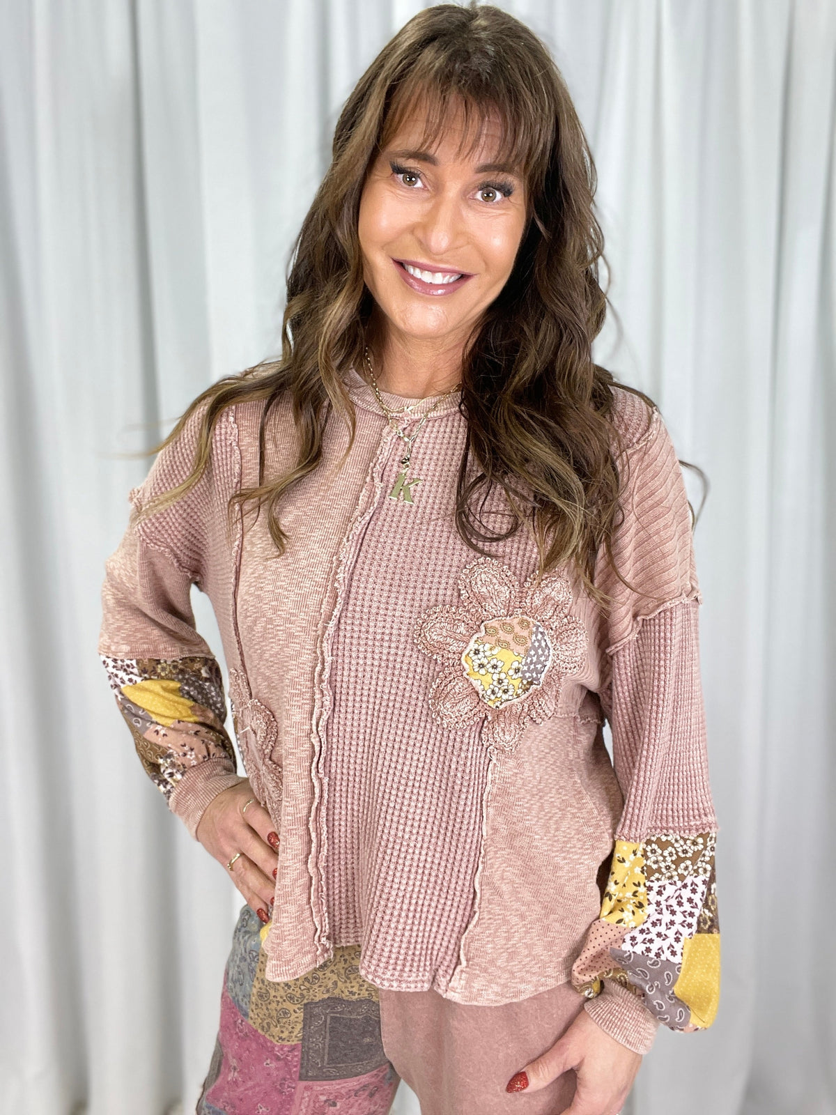 Indigo Bloom Patchwork Top In 4 Colors