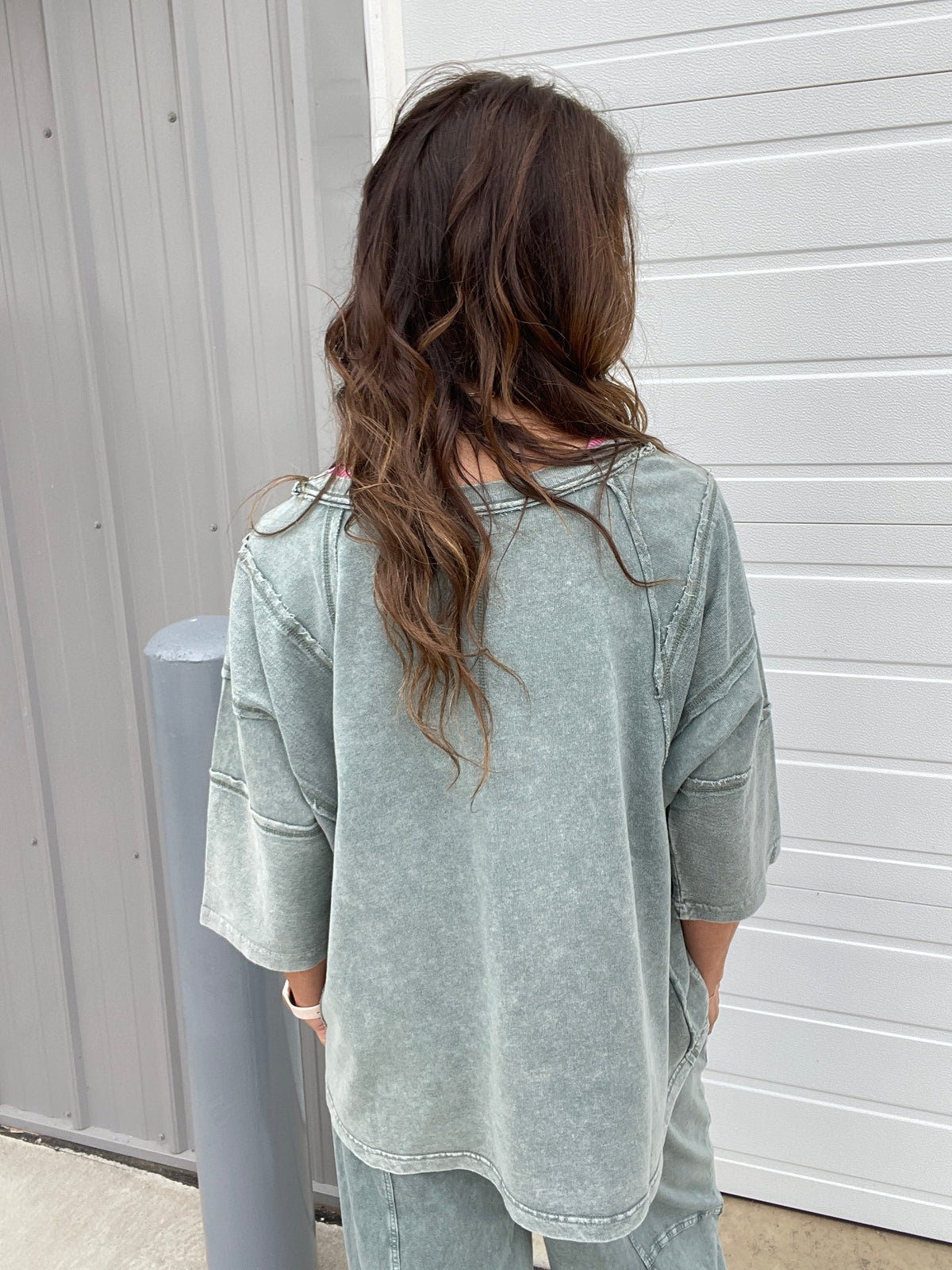 There For Me Mineral Washed Top In 3 Colors: Black, Mocha, Green *Final Sale*