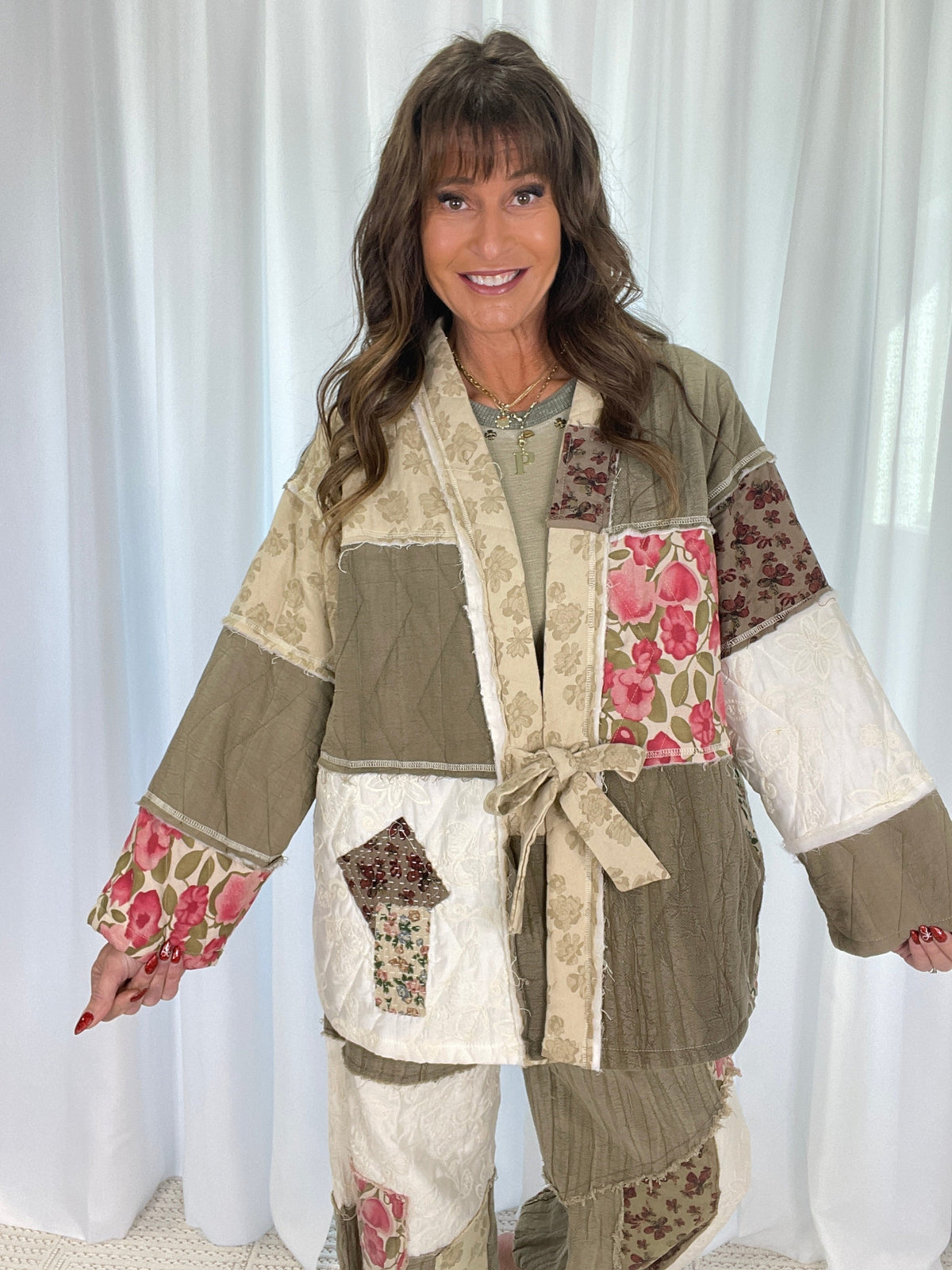 POL Field Of Dreams Kimono Jacket In Herb *Final Sale*