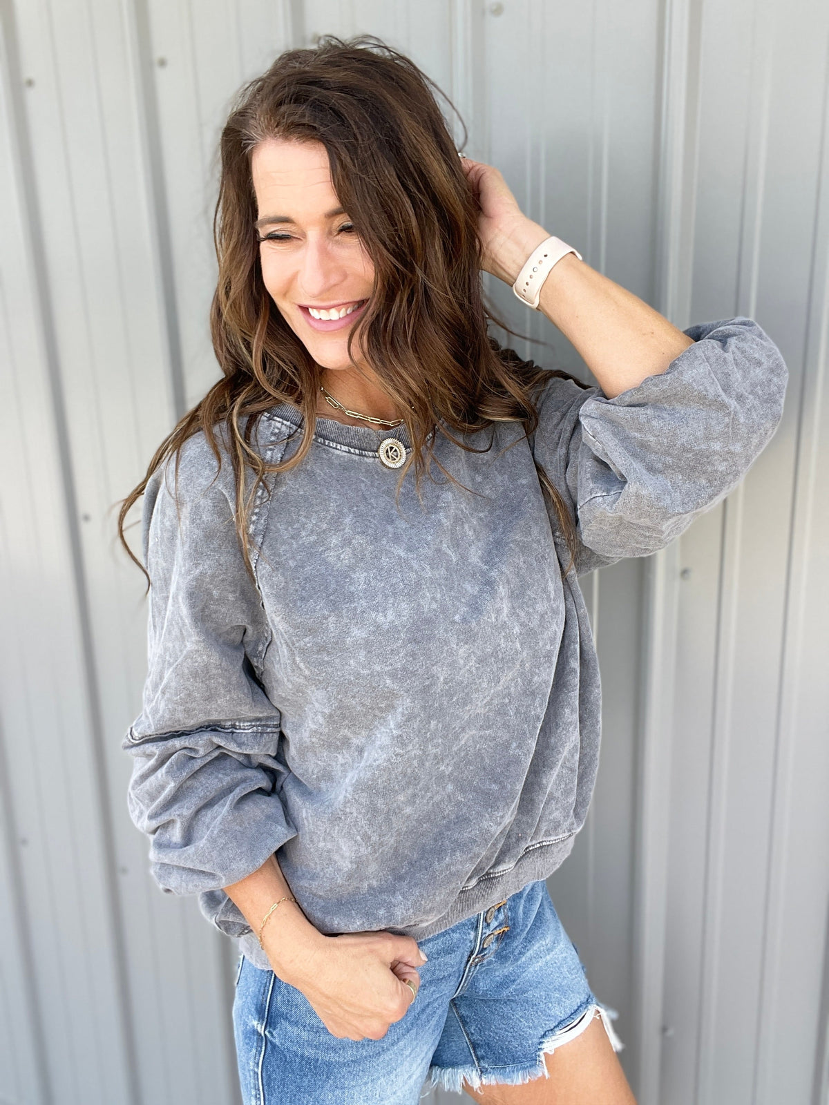 Where To Be Mineral Washed Top In 4 Colors: Camel, Denim, Sage, Orchid *Final Sale*