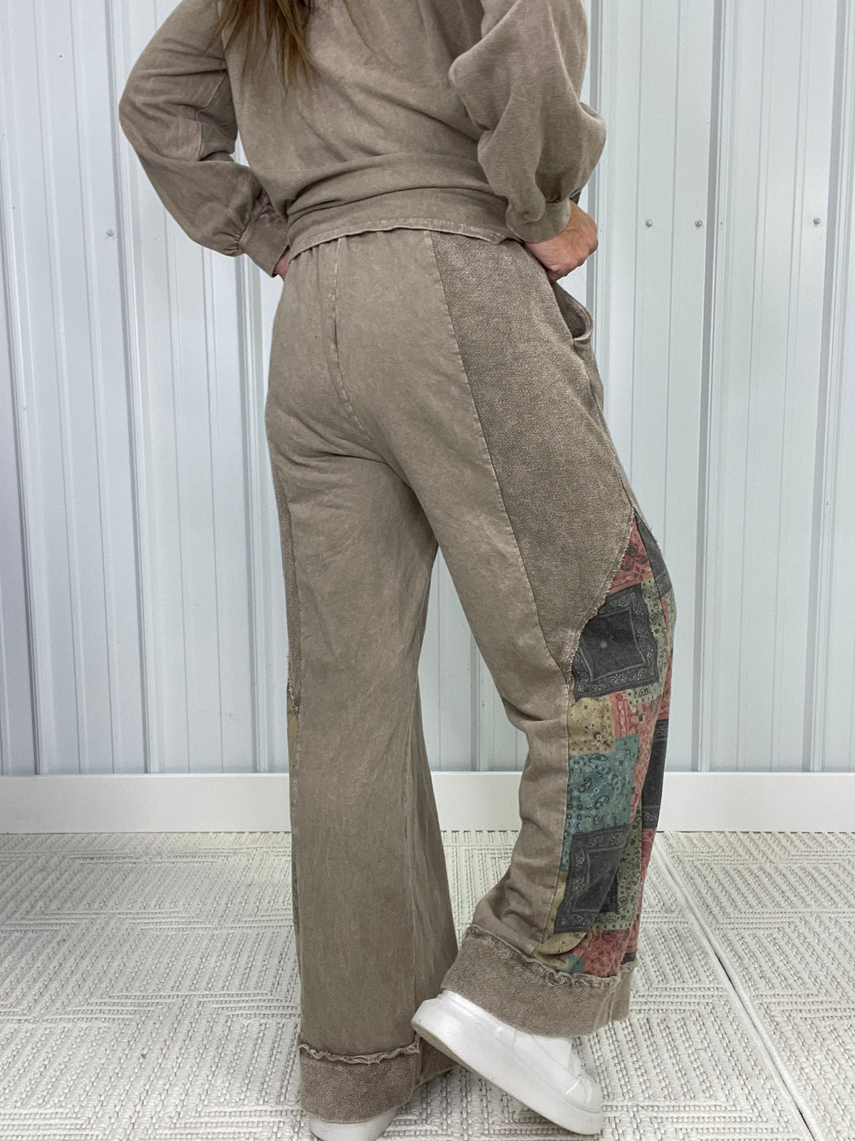 Patchwork Journey Wide Leg Pants in 2 Colors