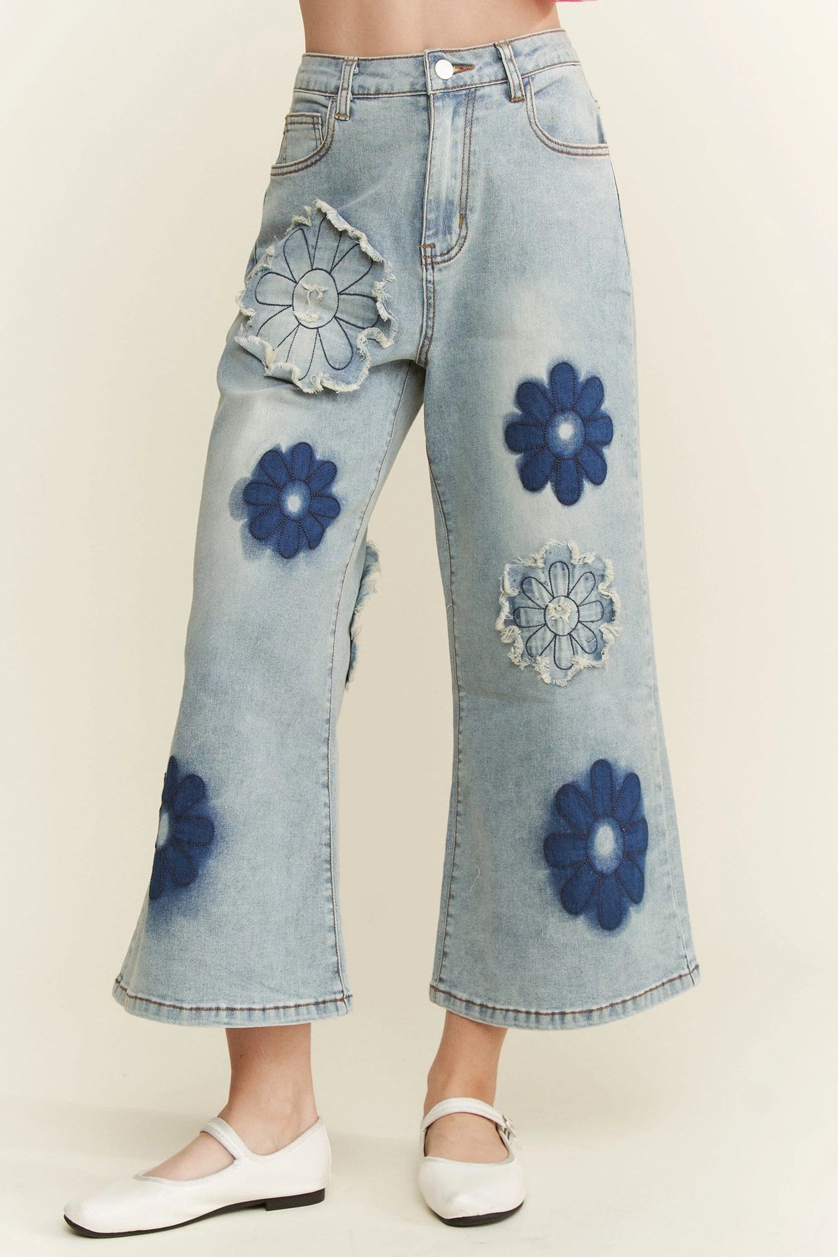 Petal Power Flower Patch Jeans In Denim *Final Sale*