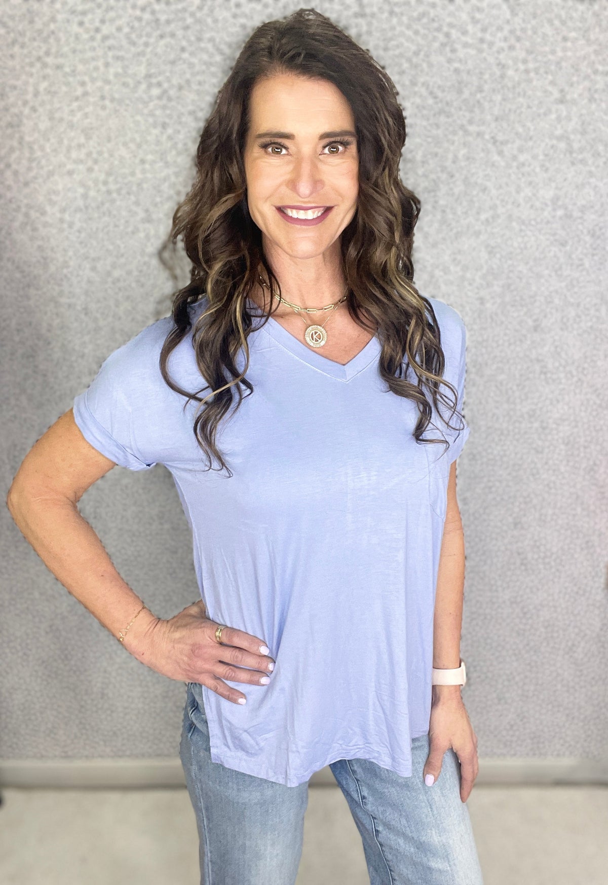 Pocketed V Neck Tee *Final Sale*