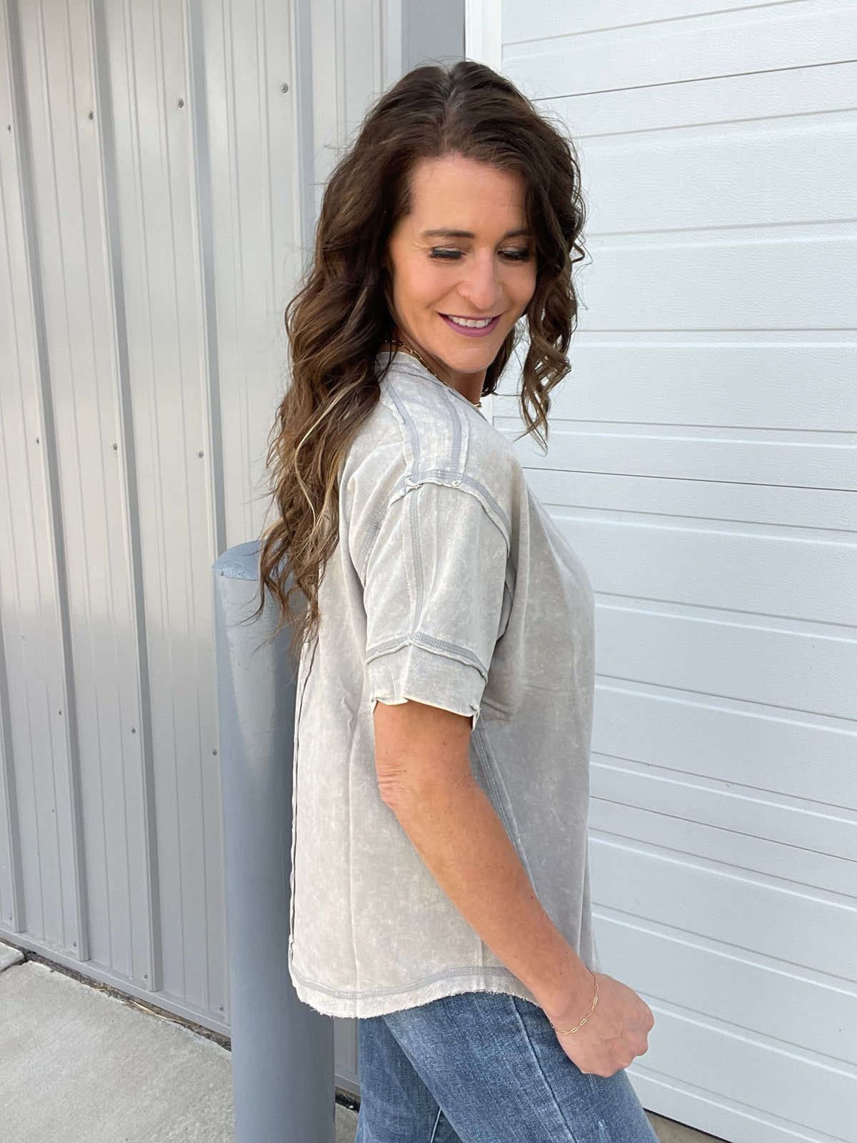 Summer Time Slip Away Henley Button Mineral Wash Short Sleeve Top in 7 Colors *Final Sale*