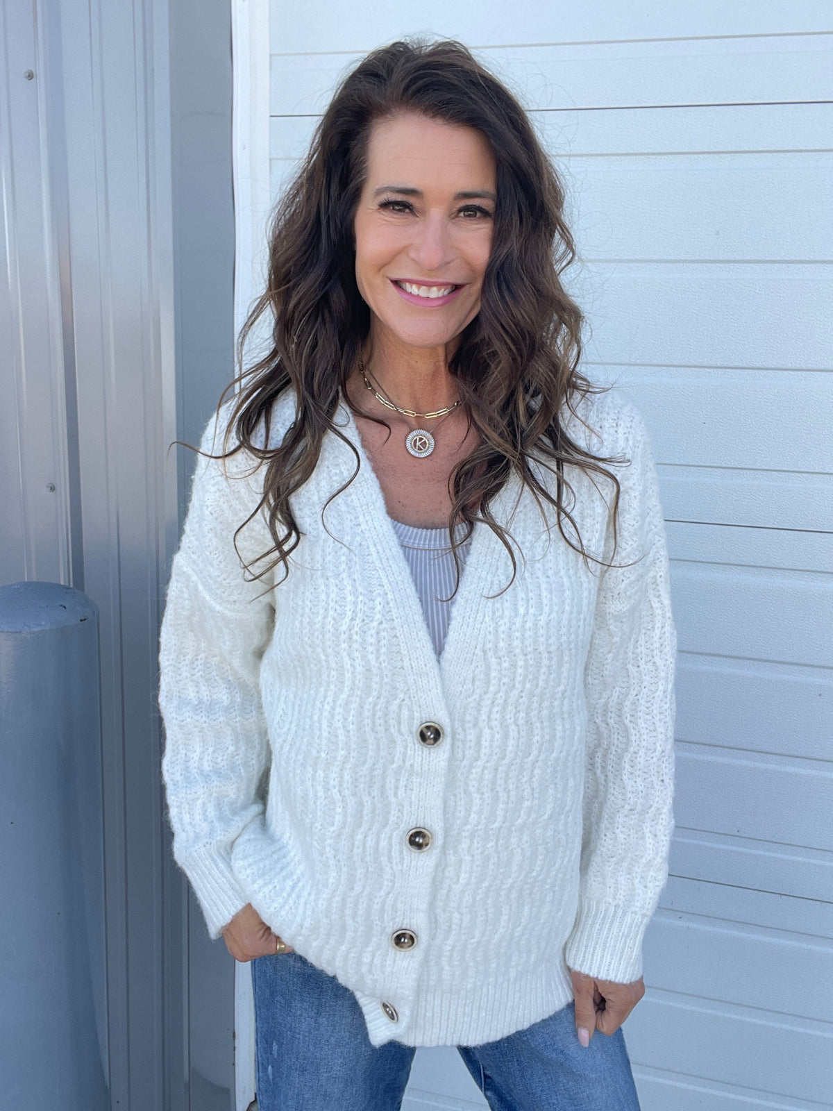 POL Oh So Chill Button Front Sweater Cardigan In 3 Colors: Ivory, Grey, Red *Final Sale*