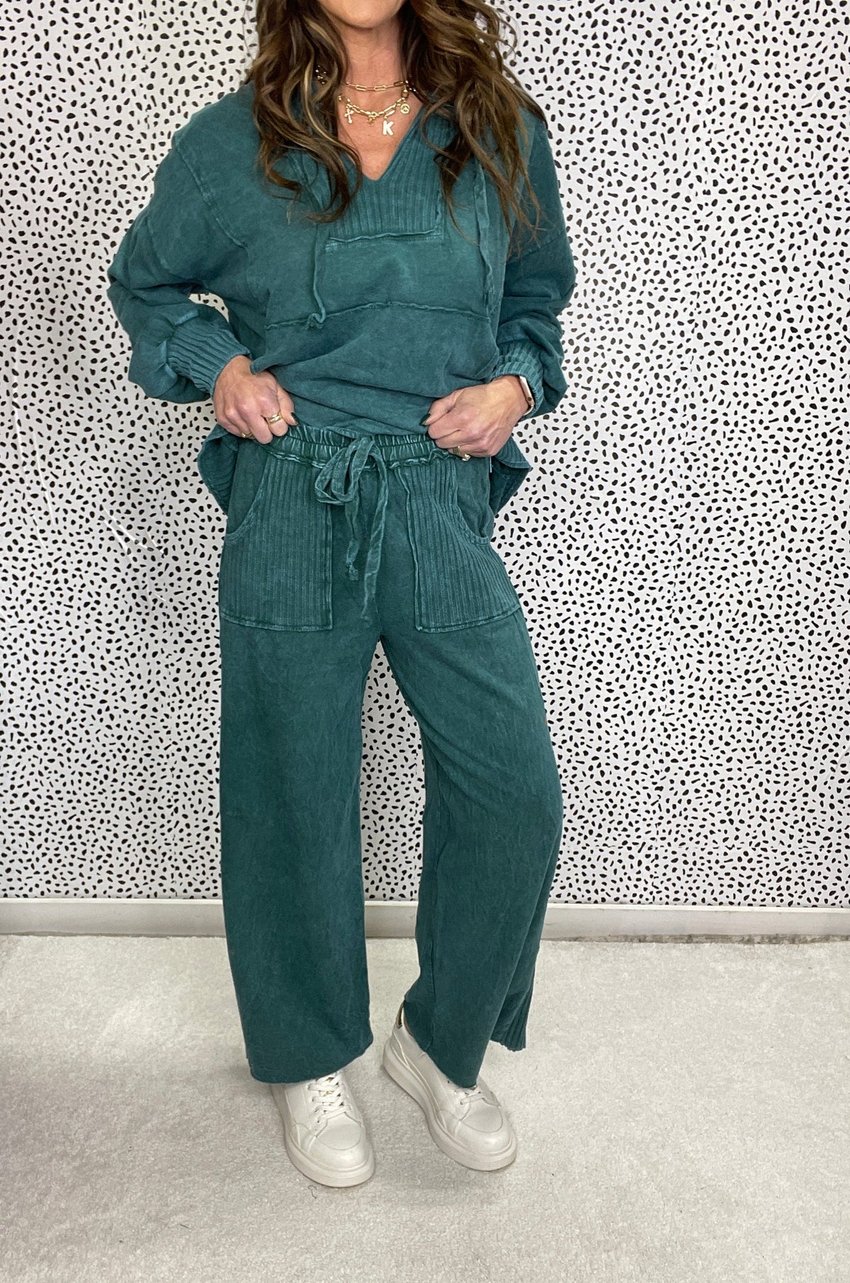 Lucky Lady Ribbed Accent Easy Mineral Wash Pants In 6 Colors
