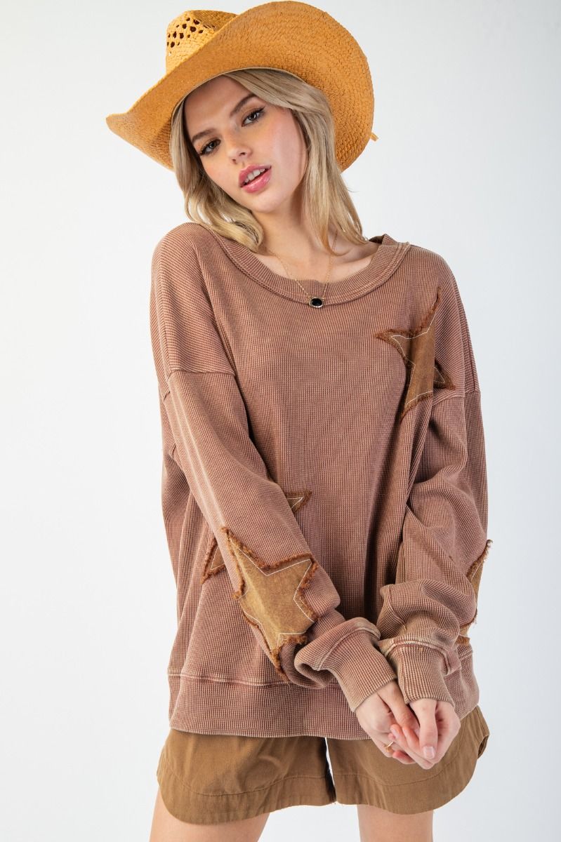 Starry Skies Mineral Washed Knit Pullover In 2 Colors *Final Sale*