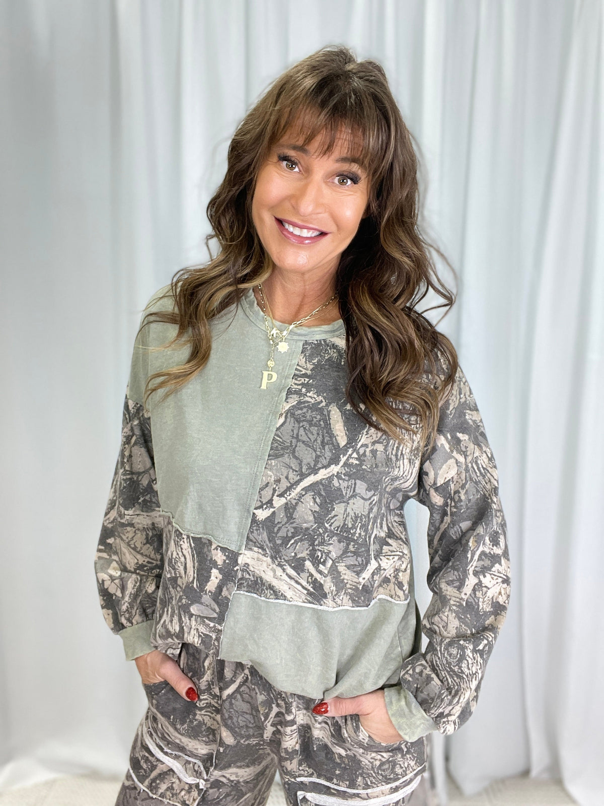Look Around Block Tree Camo Sweatshirt In 2 Colors *Final Sale*