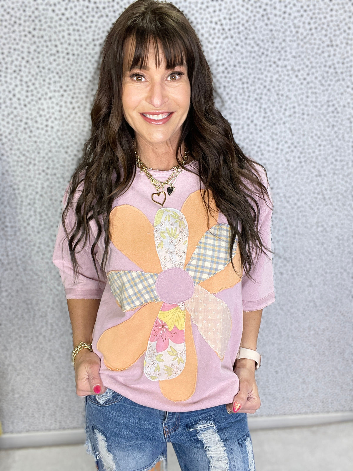 Fun Blossom Flower Patch Terry Knit Top In 4 Colors *Final Sale*