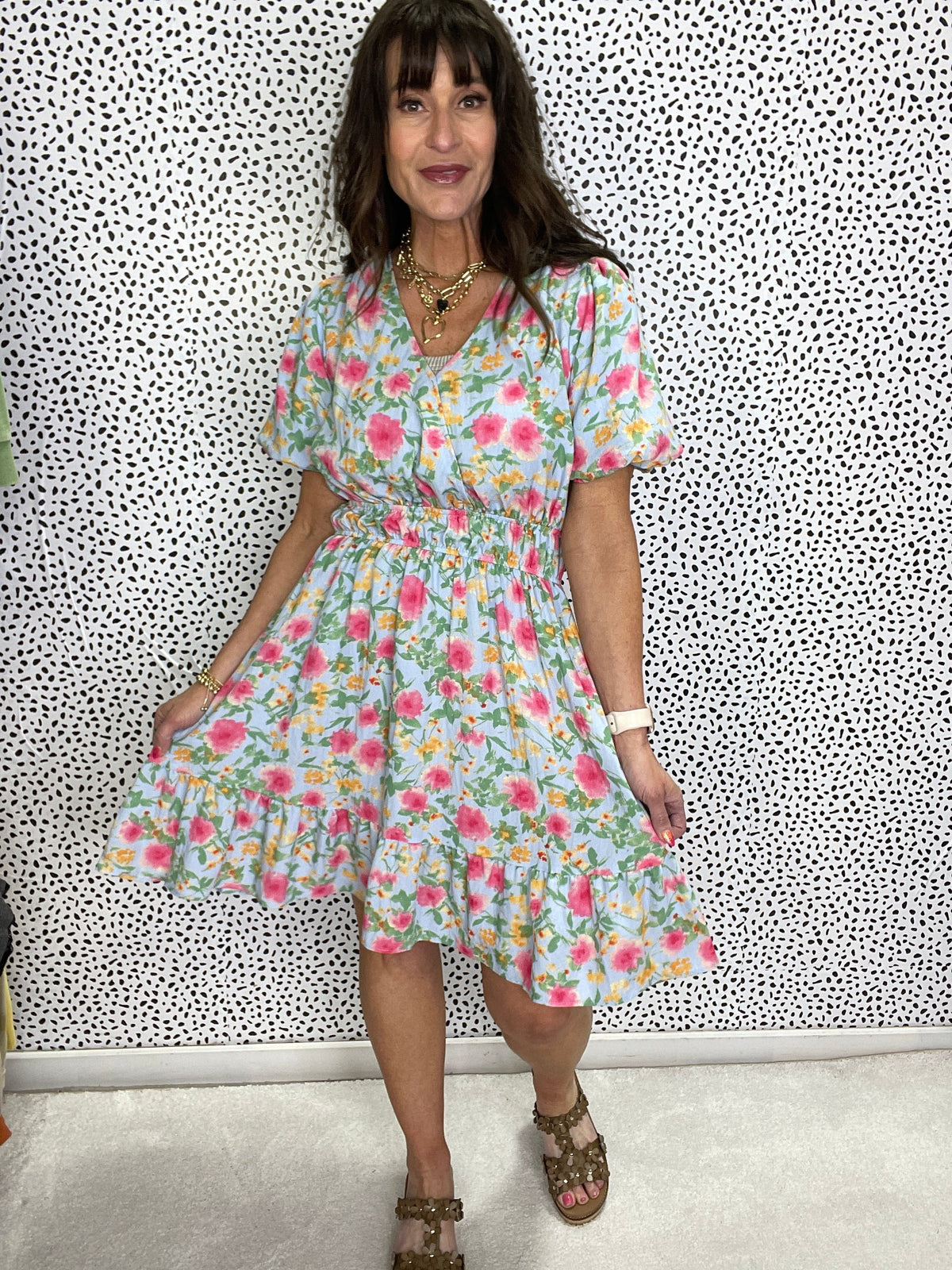 Everything Is Coming Up Roses Abstract Floral Short Sleeve Dress *Final Sale*