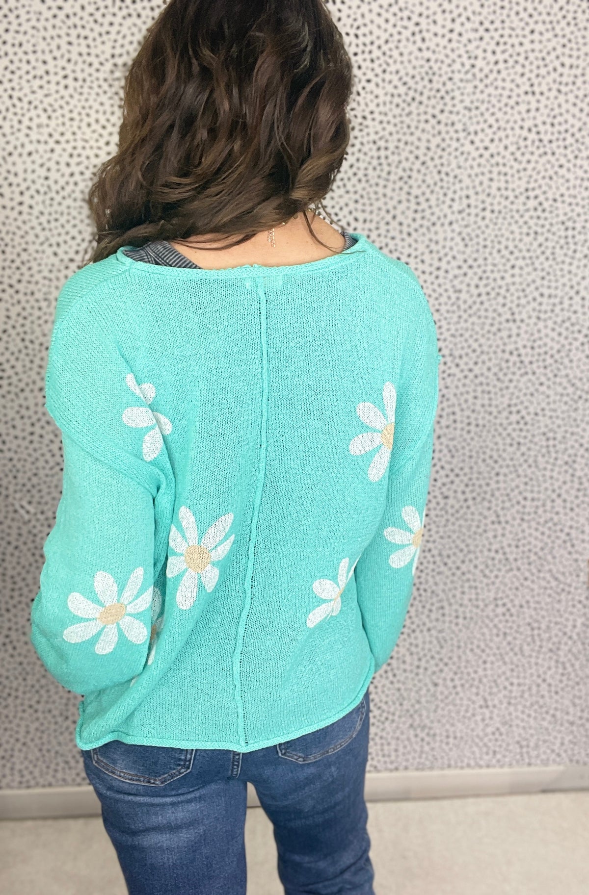 Pol Summer Flower Round Neck Lightweight Sweater In 4 Colors *Final Sale*