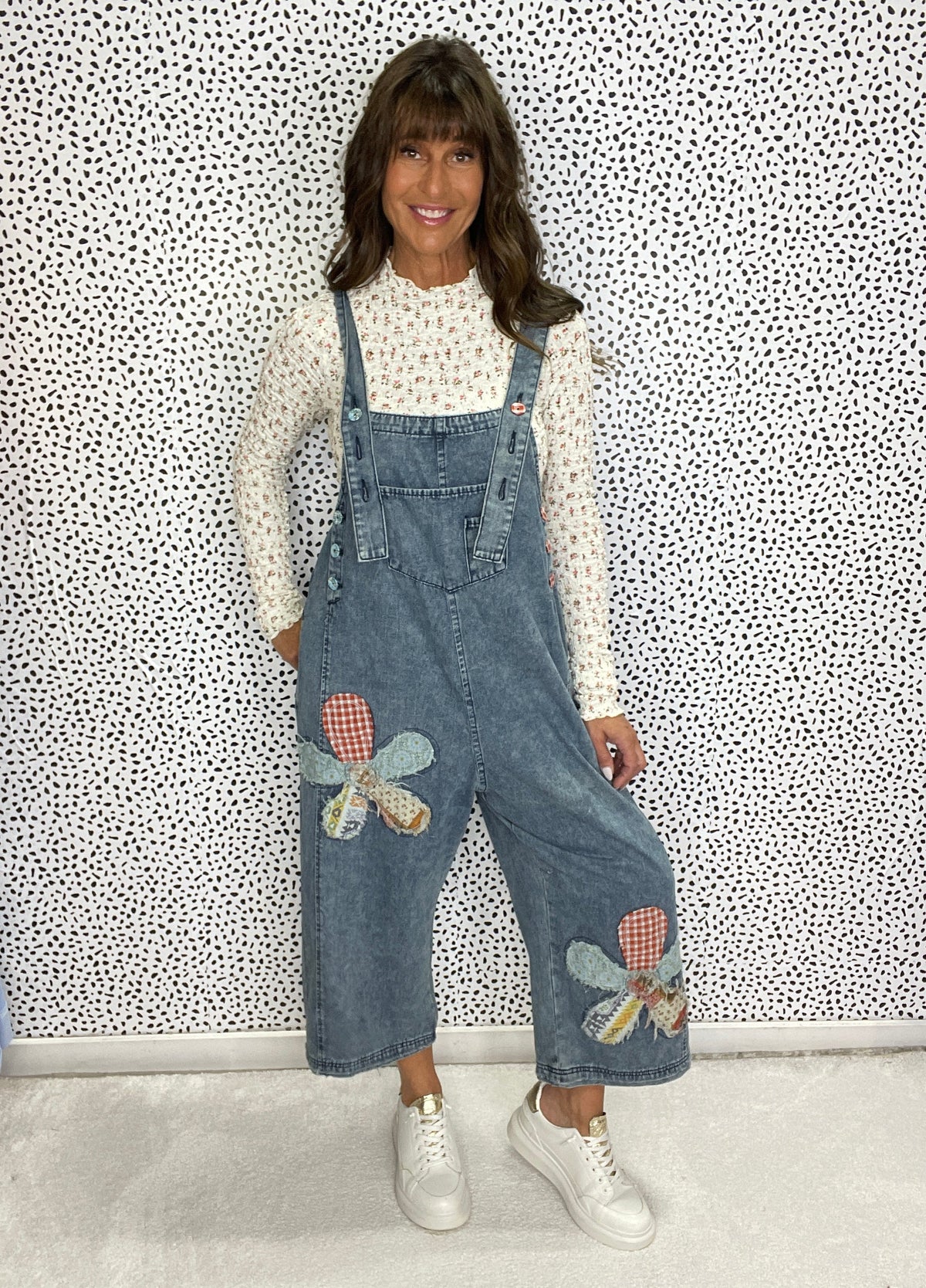 Bloomfield Patchwork Denim Overalls In 2 Colors