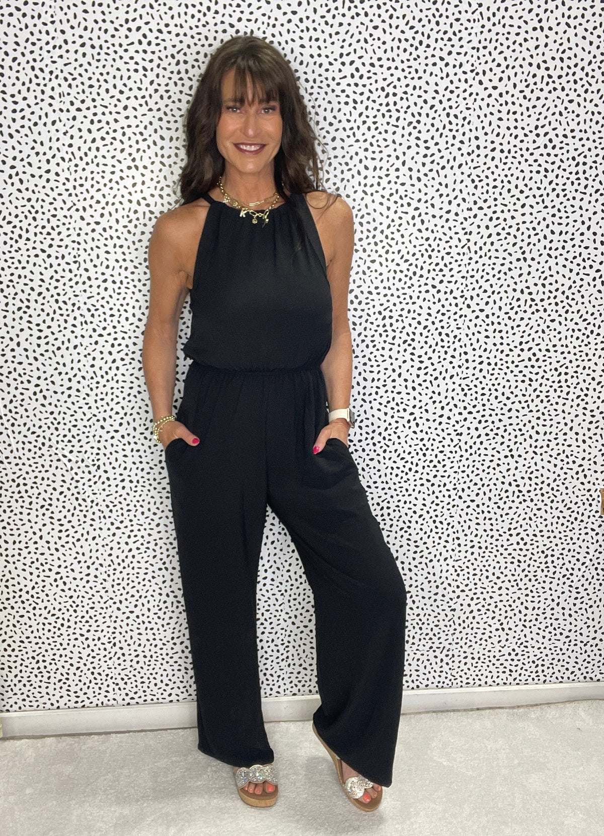 Own The Day Sleeveless Solid Woven Jumpsuit In Black *Final Sale*