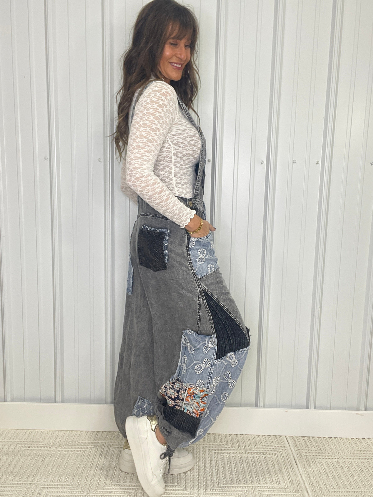 Oli & Hali Wandering Spirit Patchwork Overalls In 2 Colors *Final Sale*