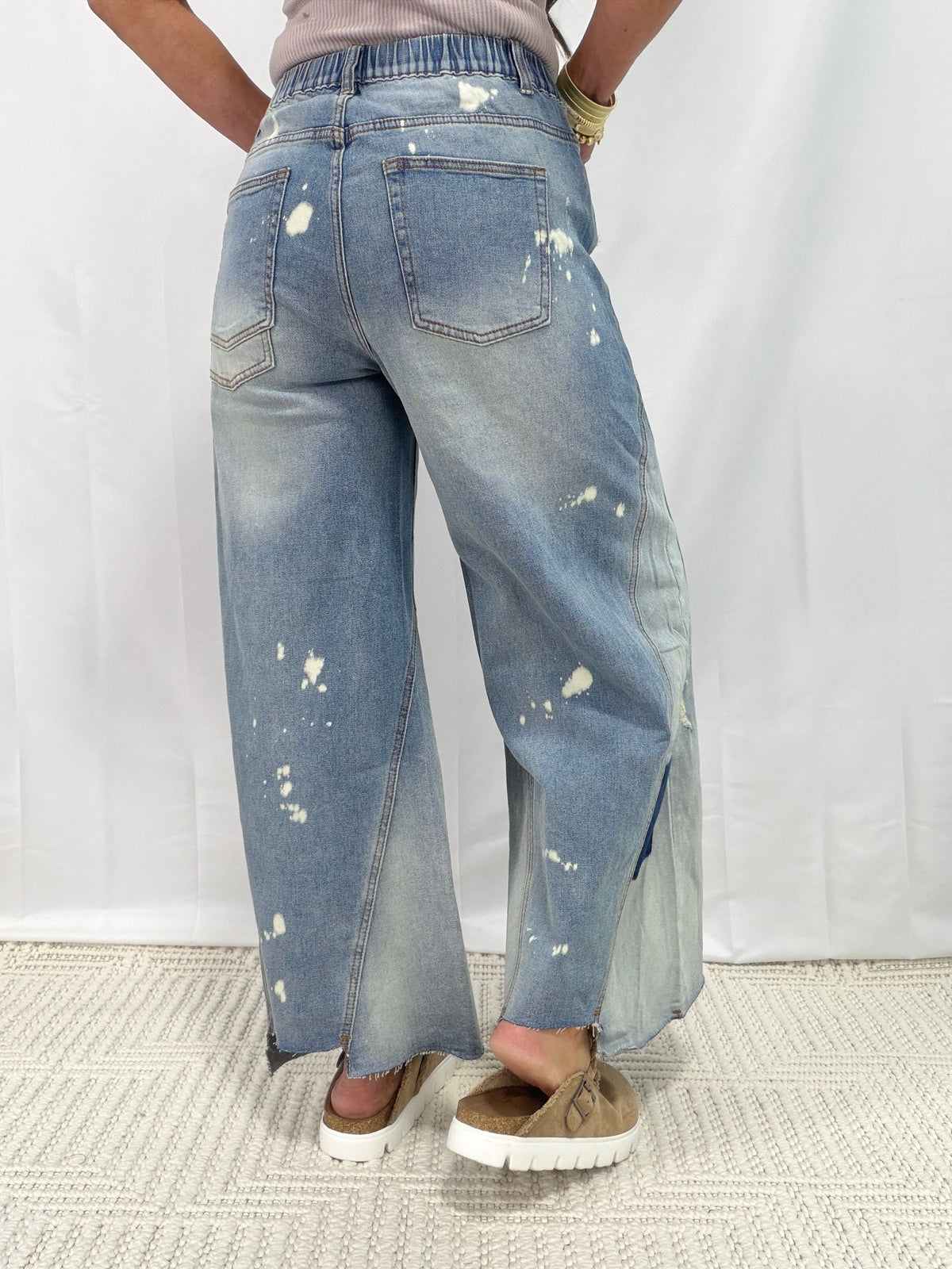 Oli & Hali Sidewalk Spotlight Bleached Wide Leg Jeans In Denim