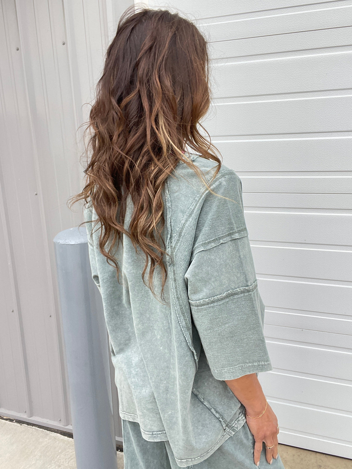 There For Me Mineral Washed Top In 3 Colors: Black, Mocha, Green *Final Sale*