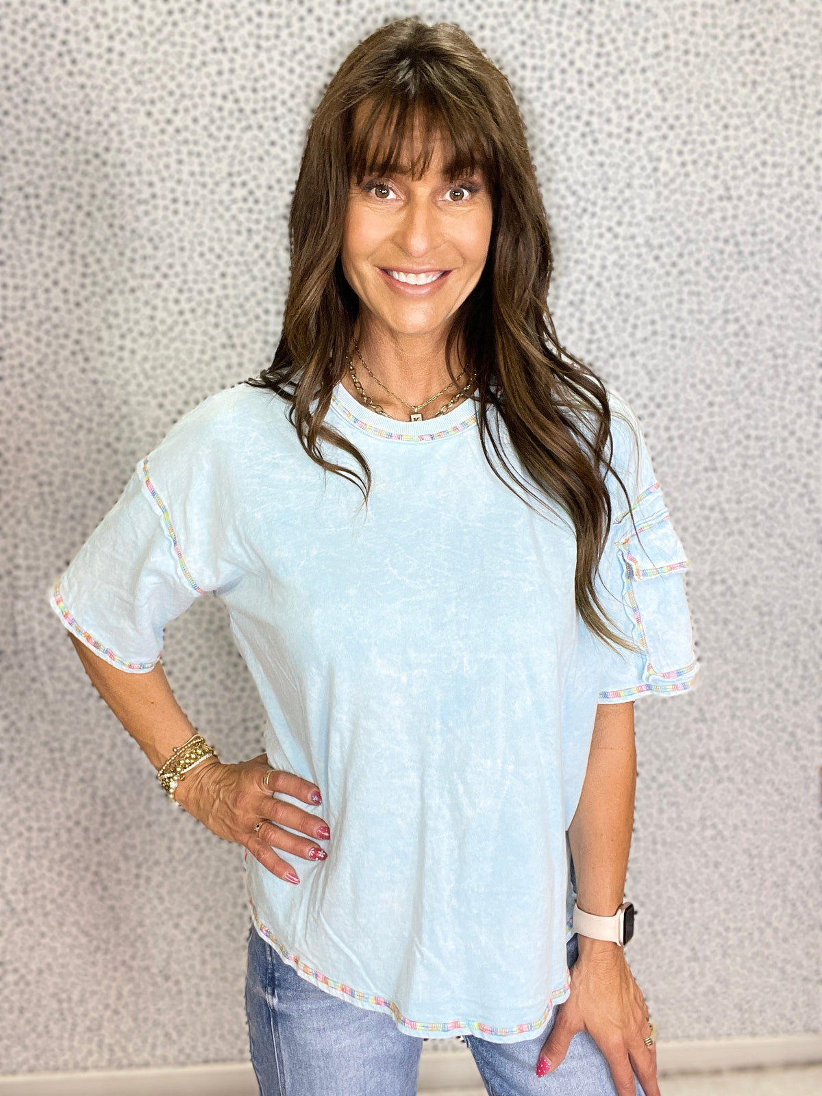 Mineral Washed Rainbow Threads Cargo Pocket Shirt in 2 Colors